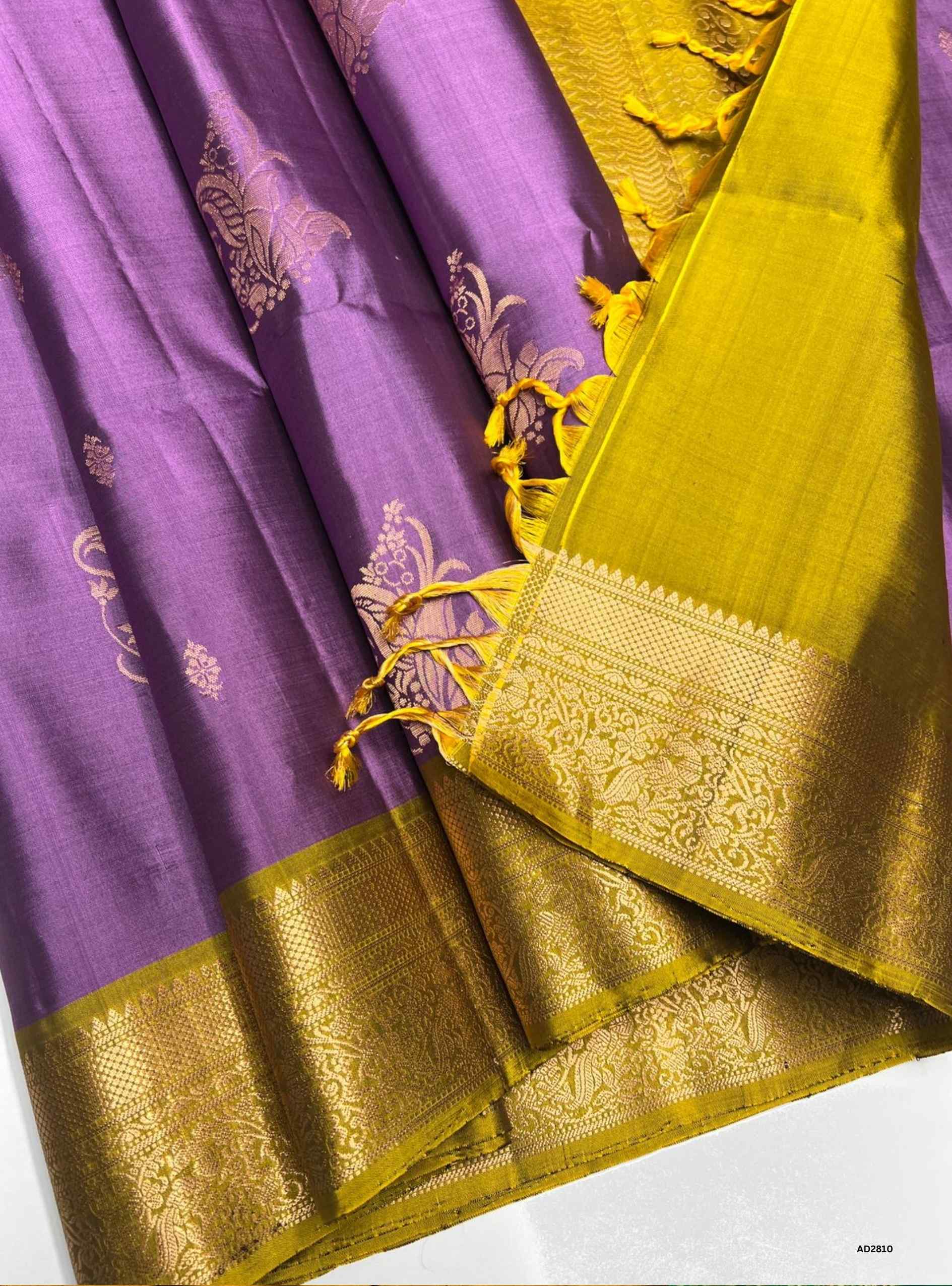 Lilac & Gold - Soft Silk Saree