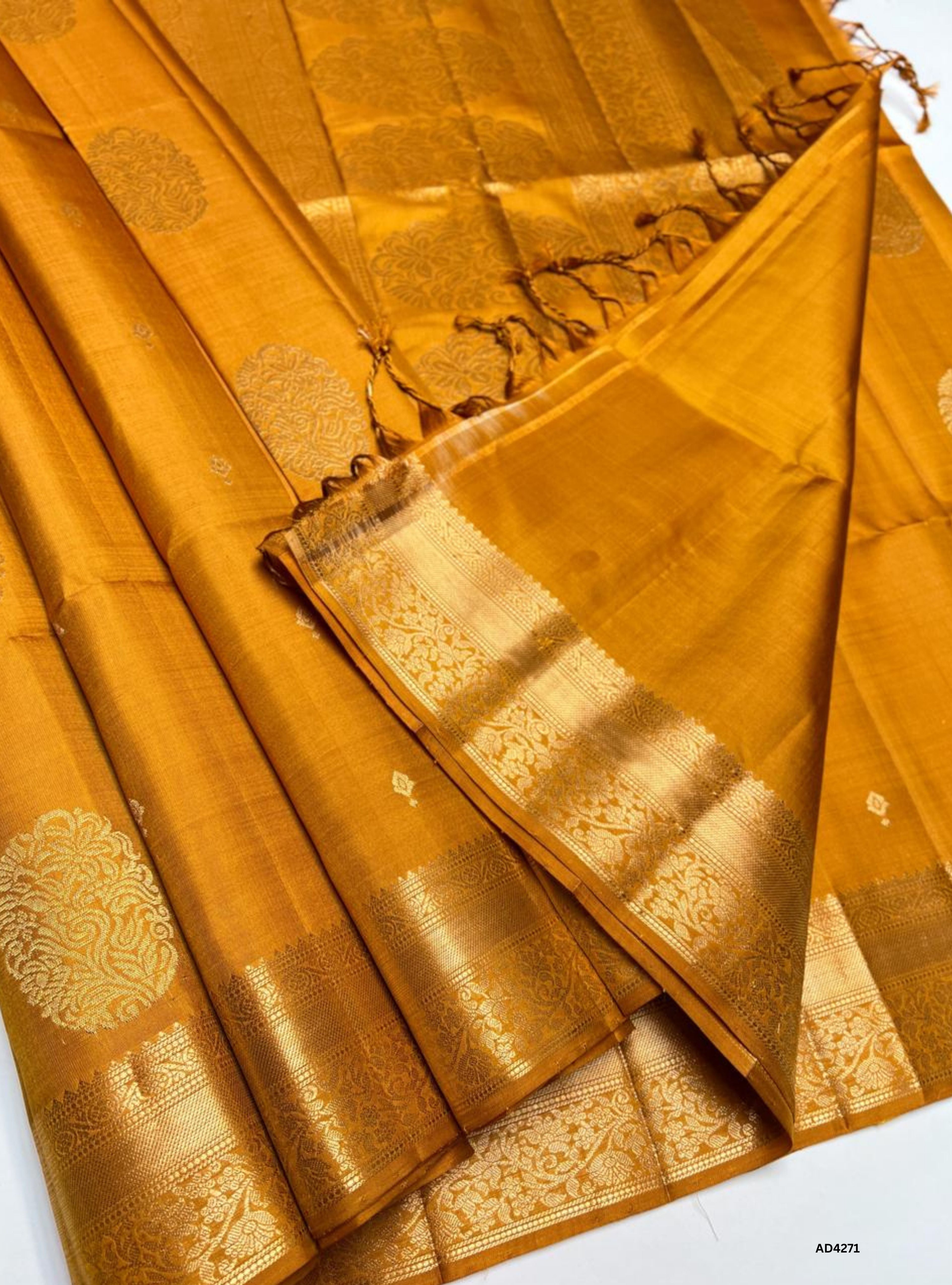 Mustard Yellow - Kanchi Border Soft Silk Saree