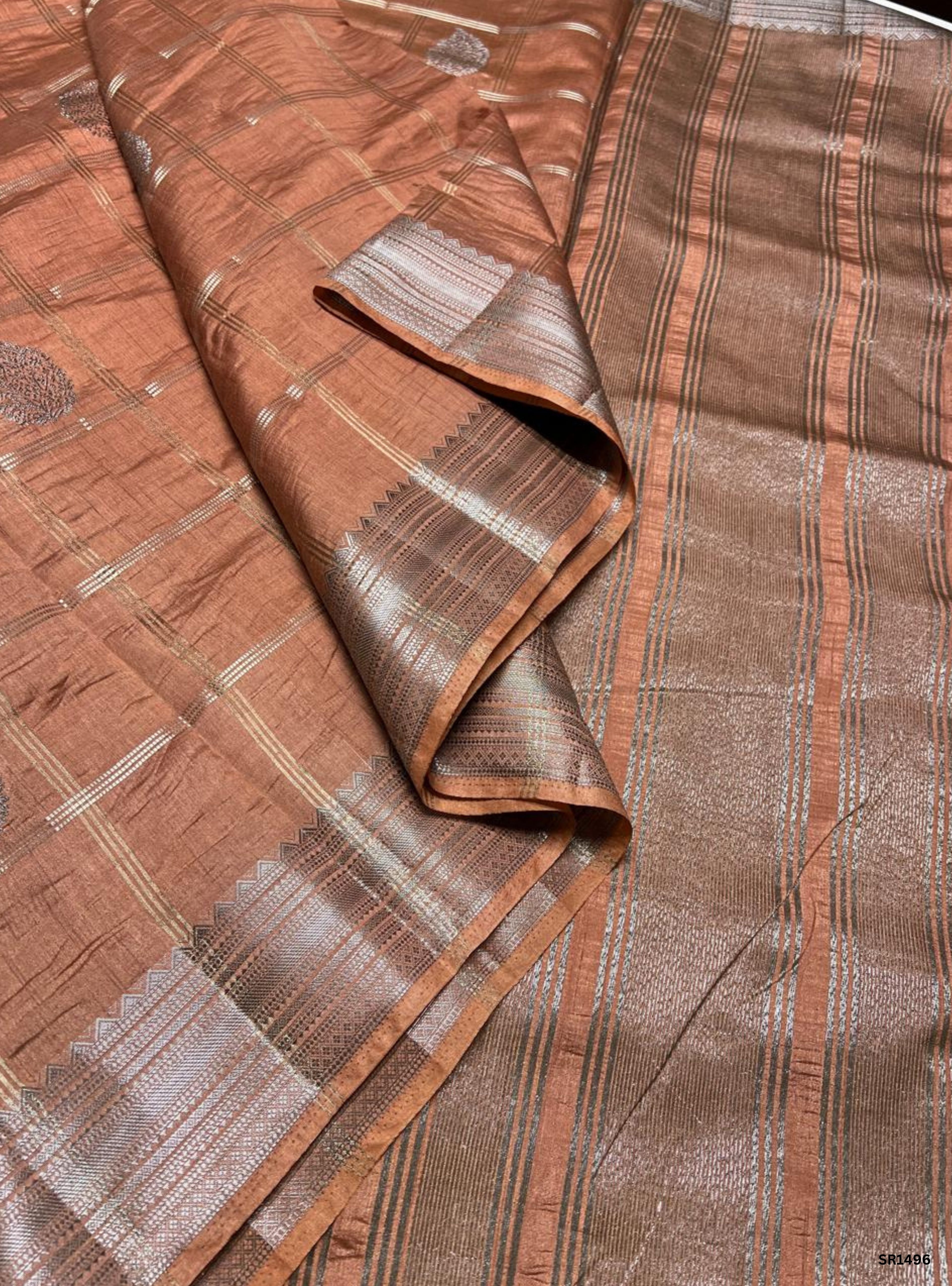 Creamy Peach - Semi Tussar Saree