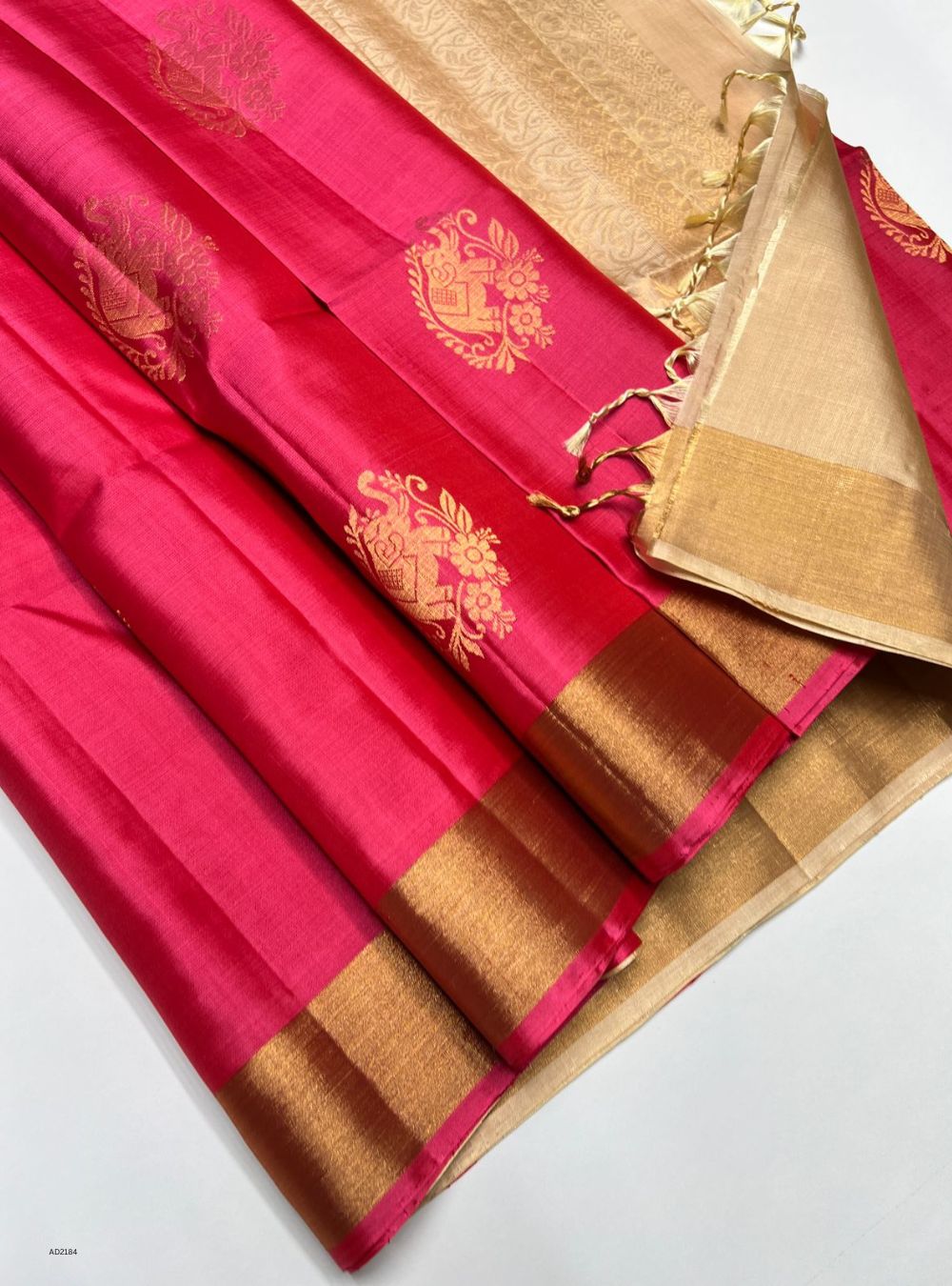 Pink & Cream - Soft Silk Saree