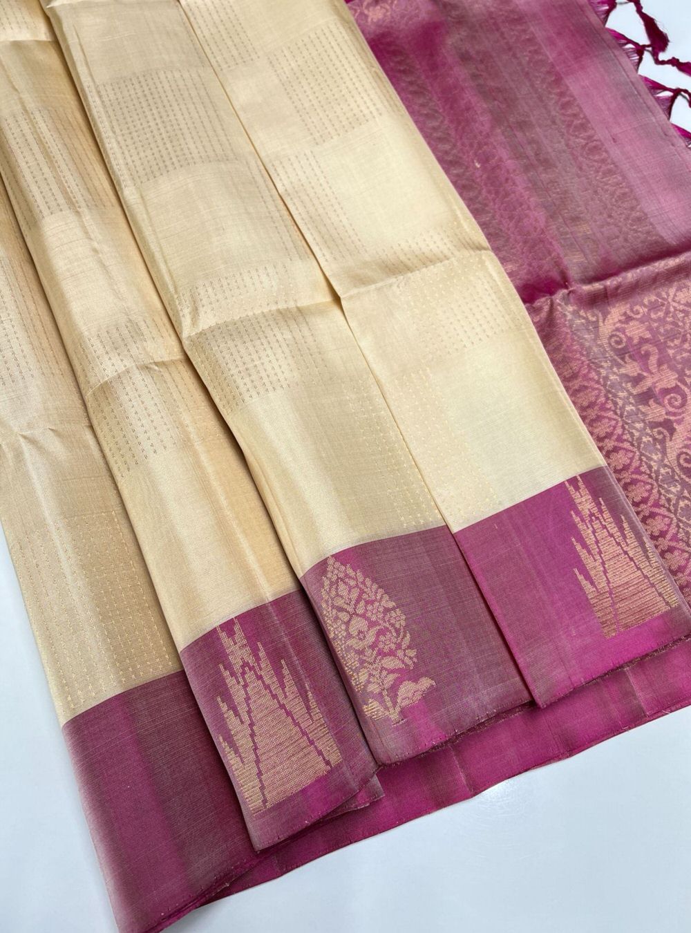 Sandal & Pink - Soft Silk Saree Minor Damage