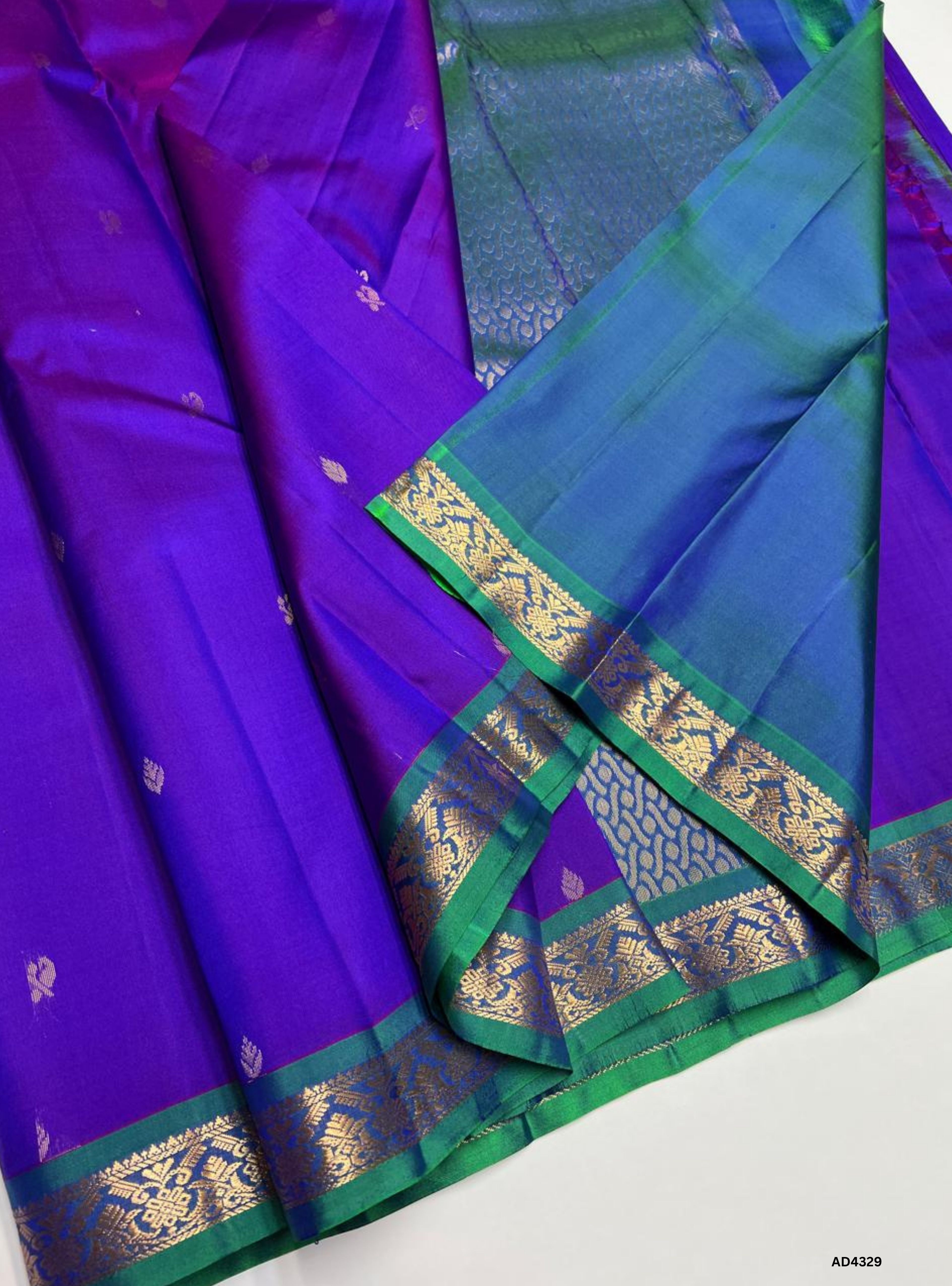 Violet & Green - Soft Silk Saree