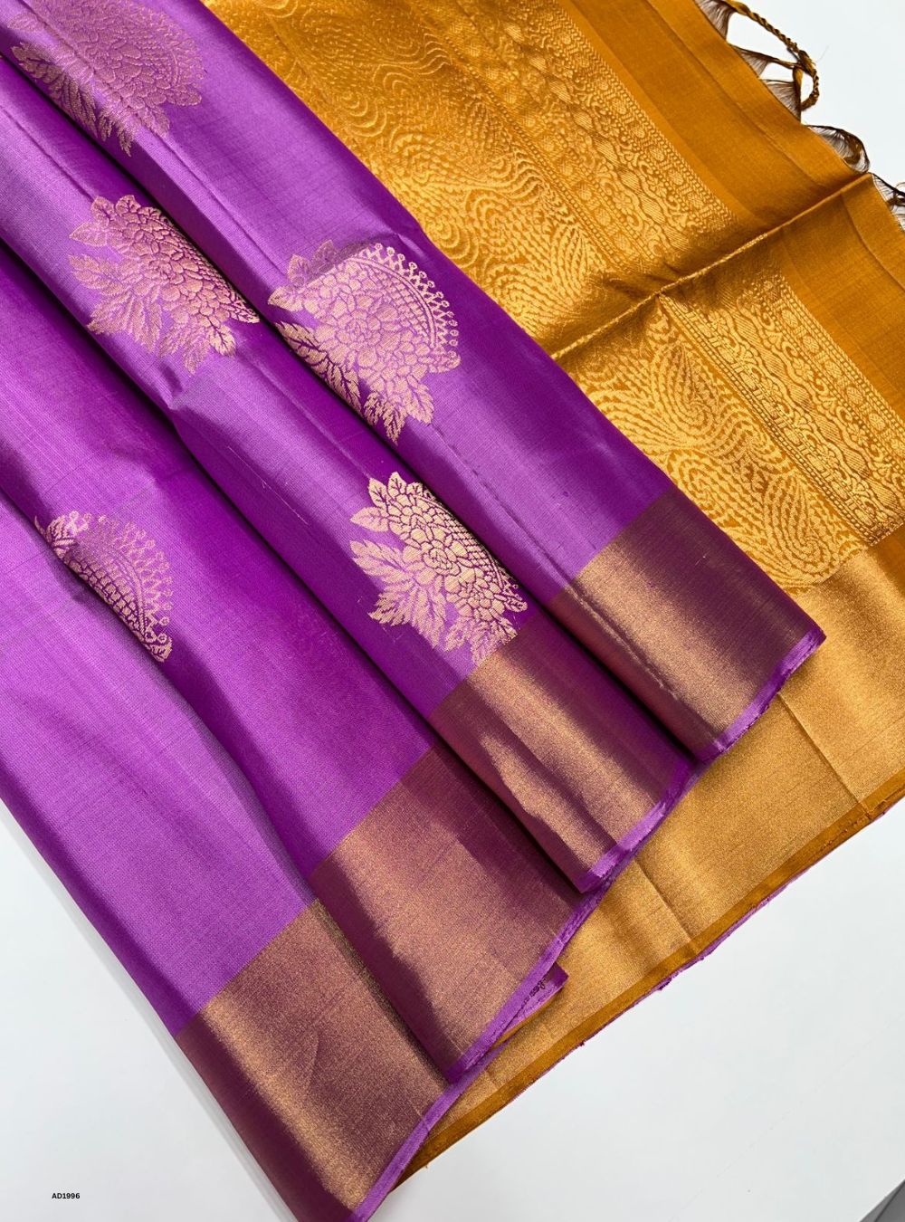 Lavender & Mustard Yellow - Soft Silk Saree