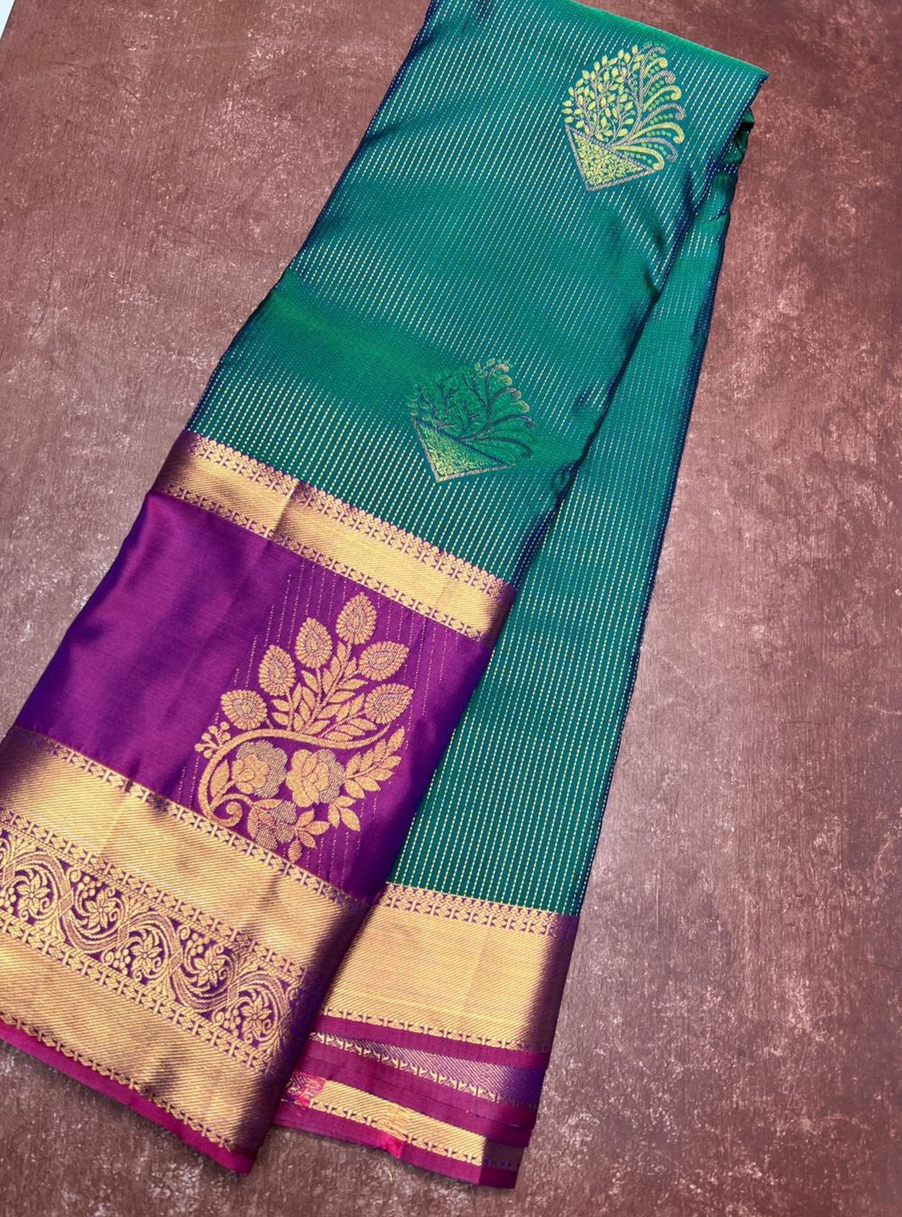 Green & Purple - Semi Silk Saree