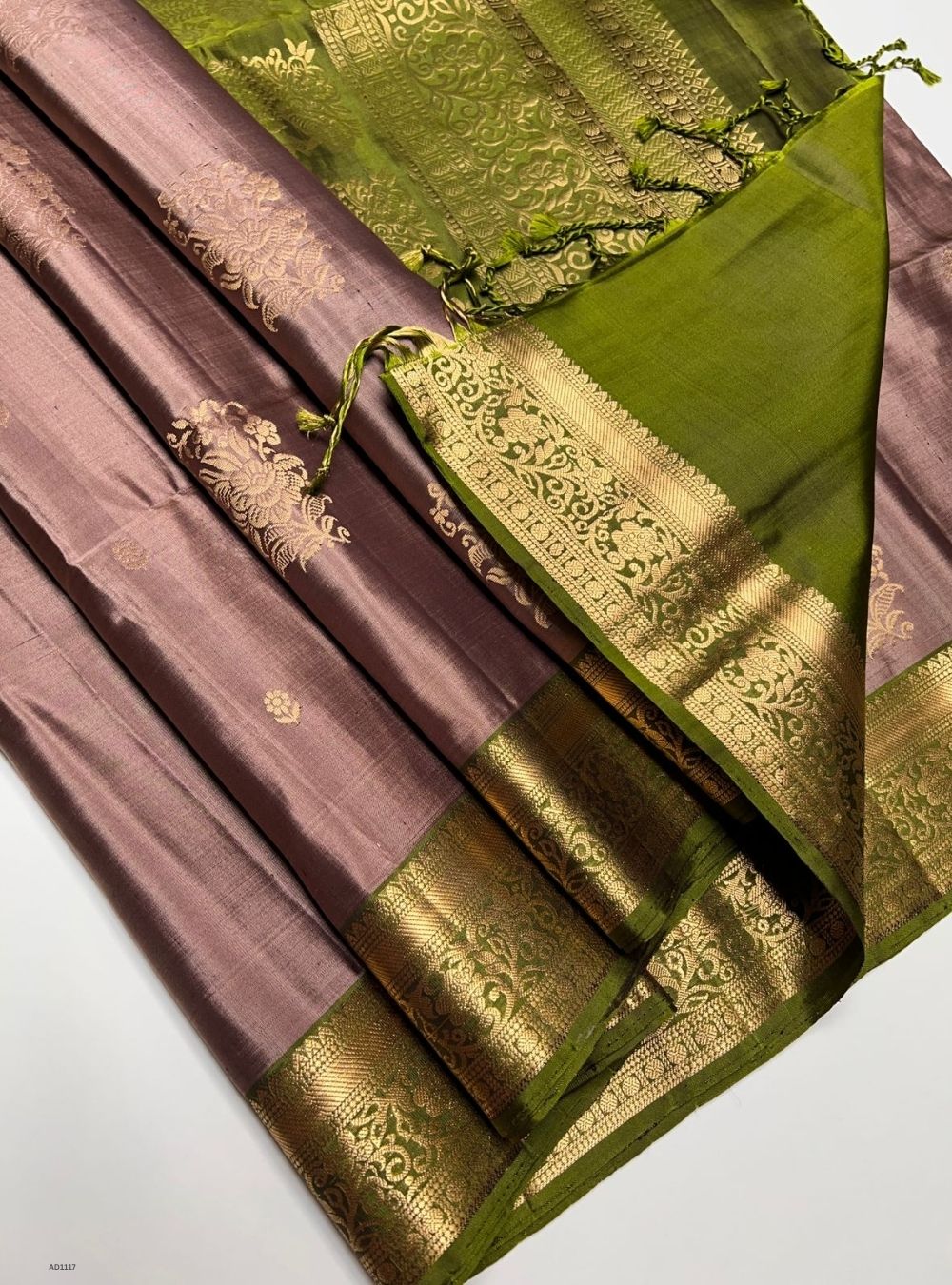 Coco Brown & Mehndi Green - Soft Silk Saree