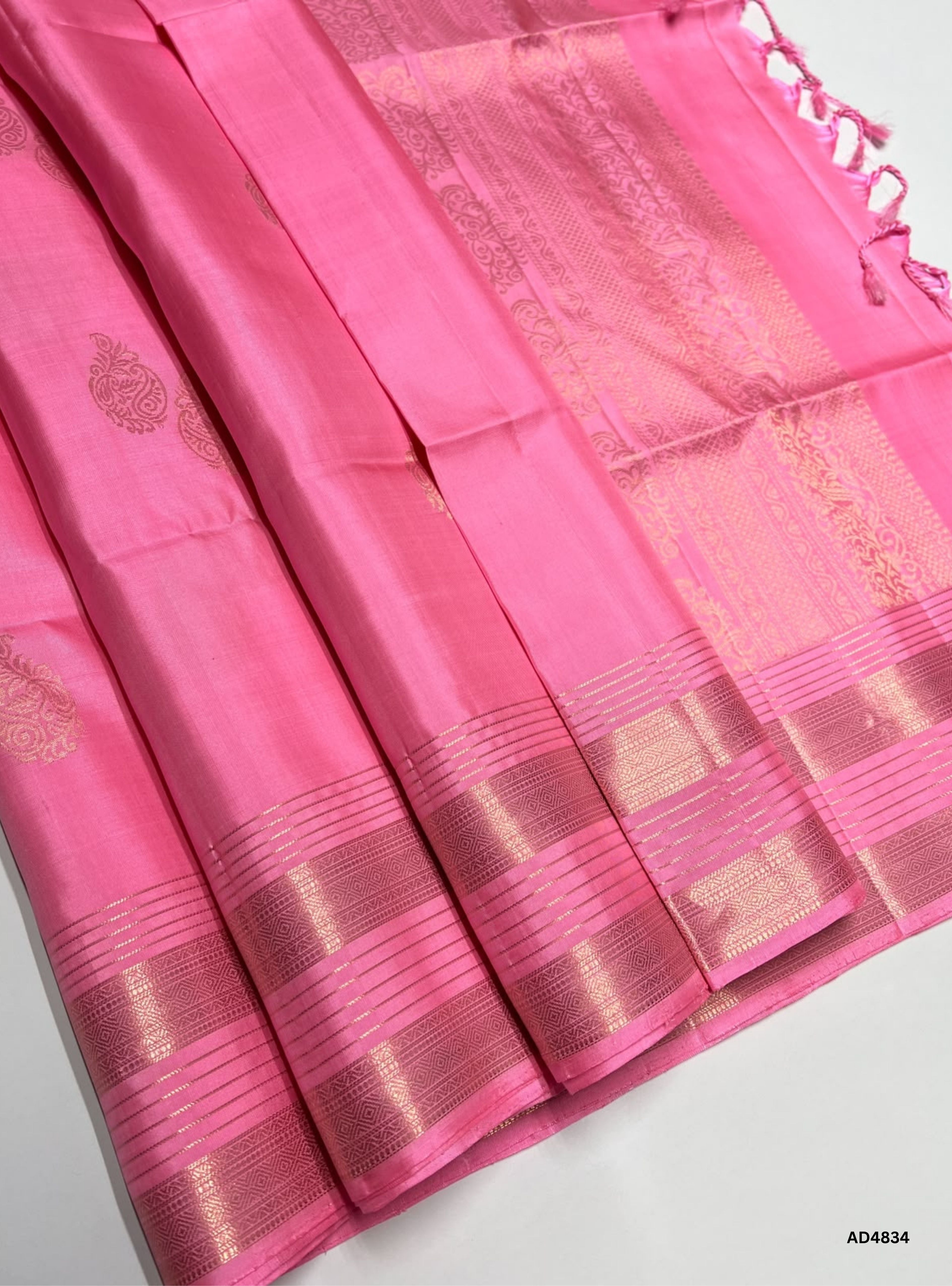 Baby Pink - Kanchi Border Soft Silk Saree