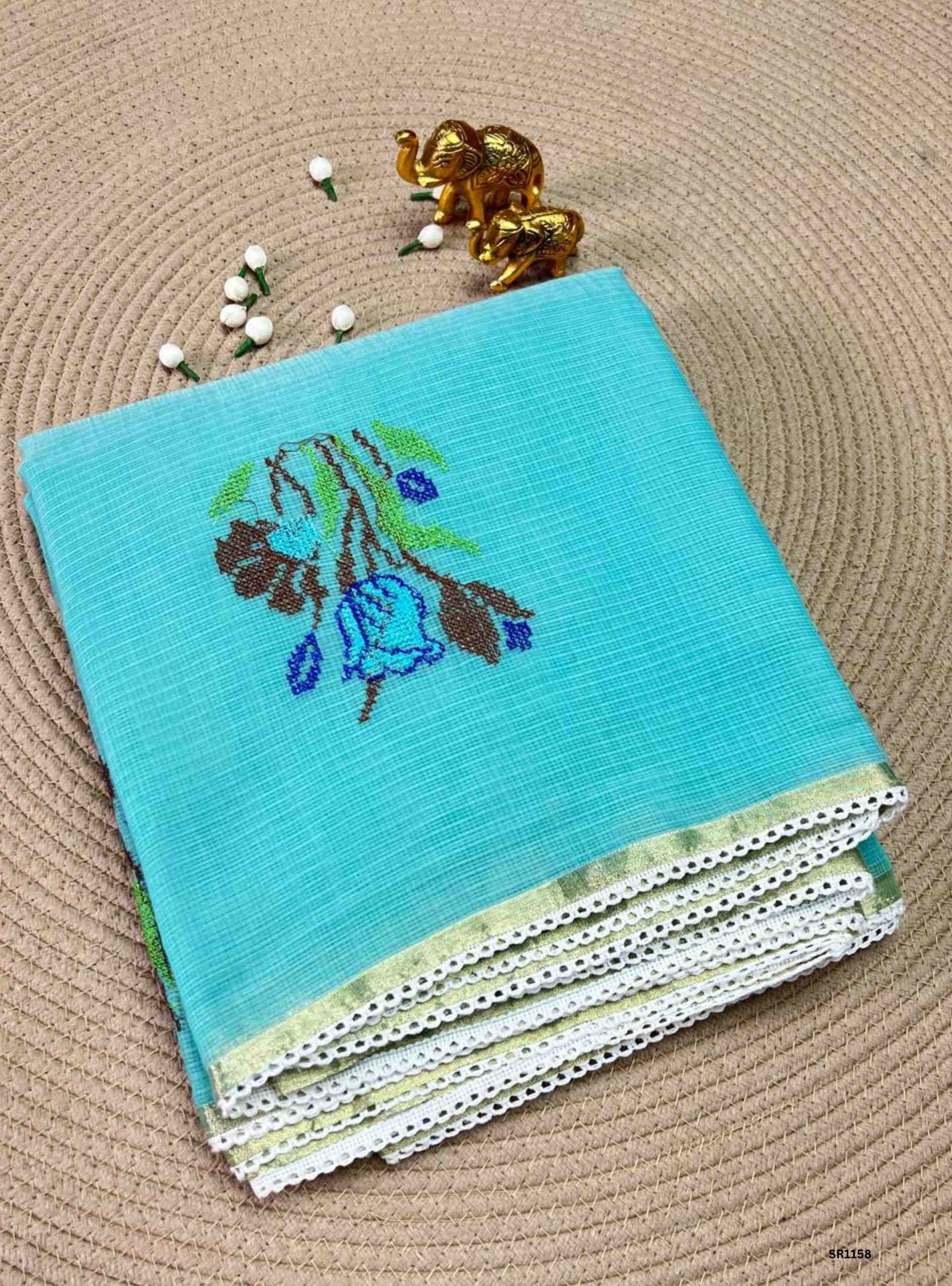 Aqua - Embroidered Pure Kota Cotton Saree