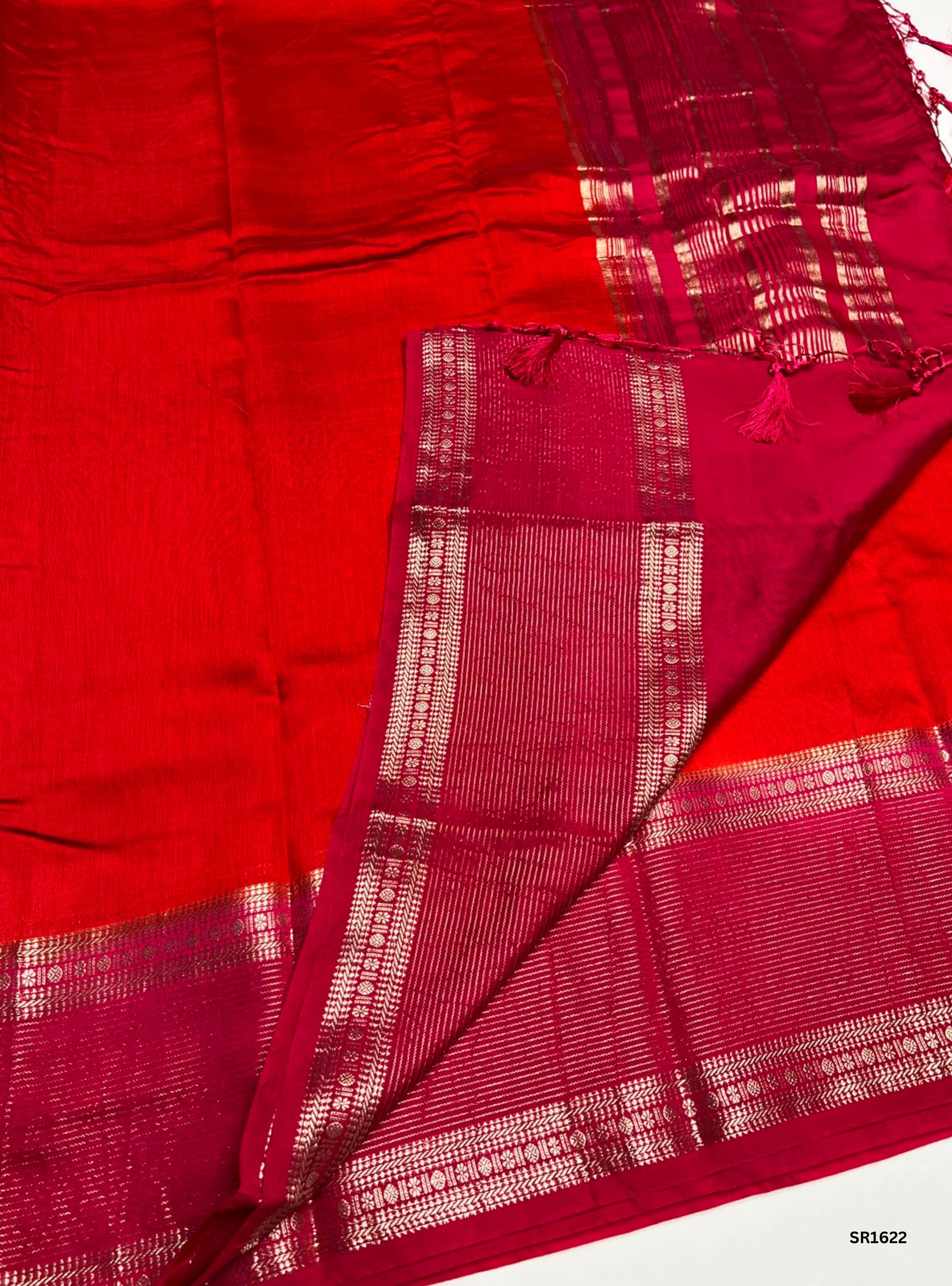 Red & Rani Pink - Binny Silk Saree