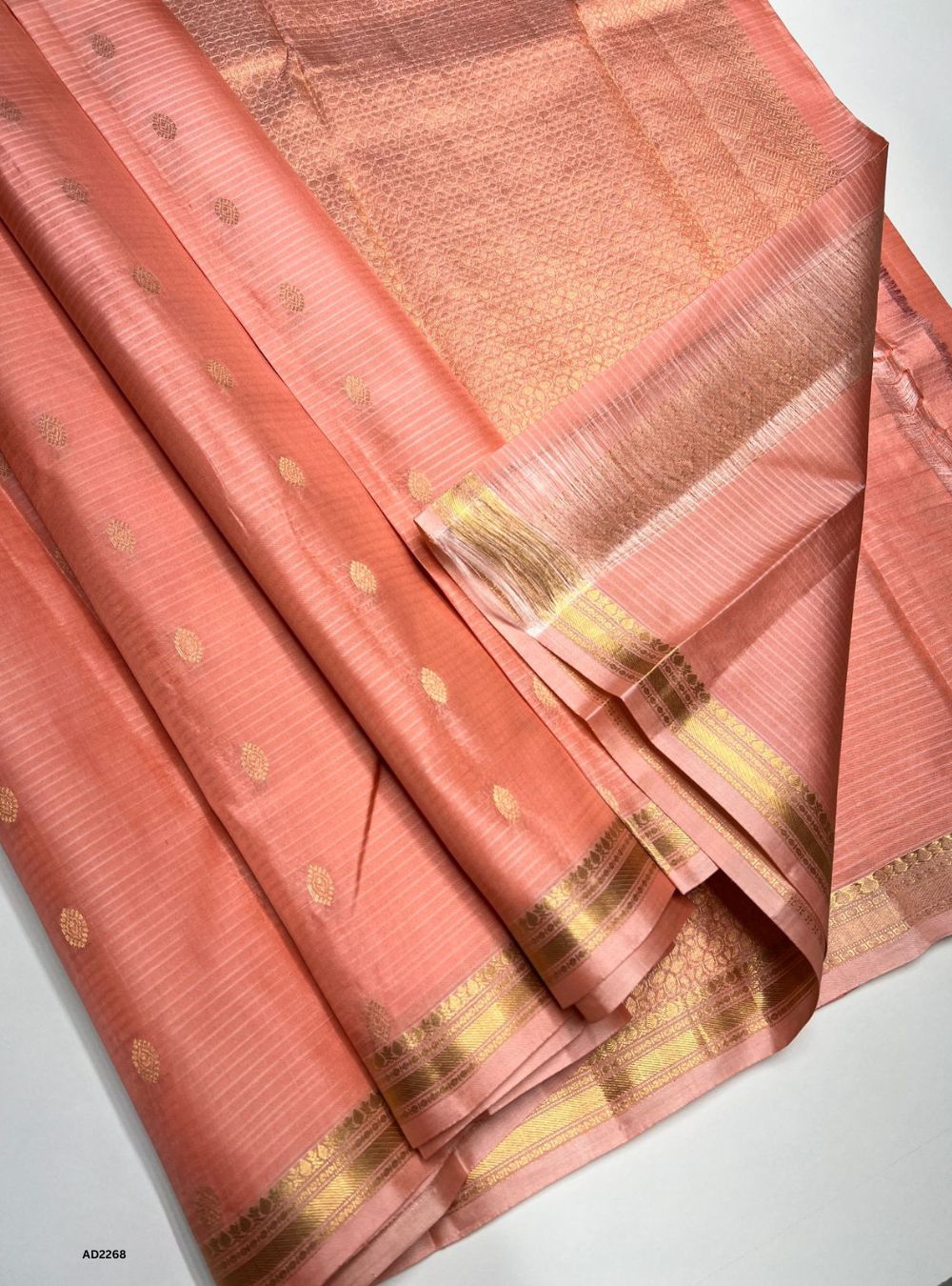 Light Peach Rose - Soft Silk Saree