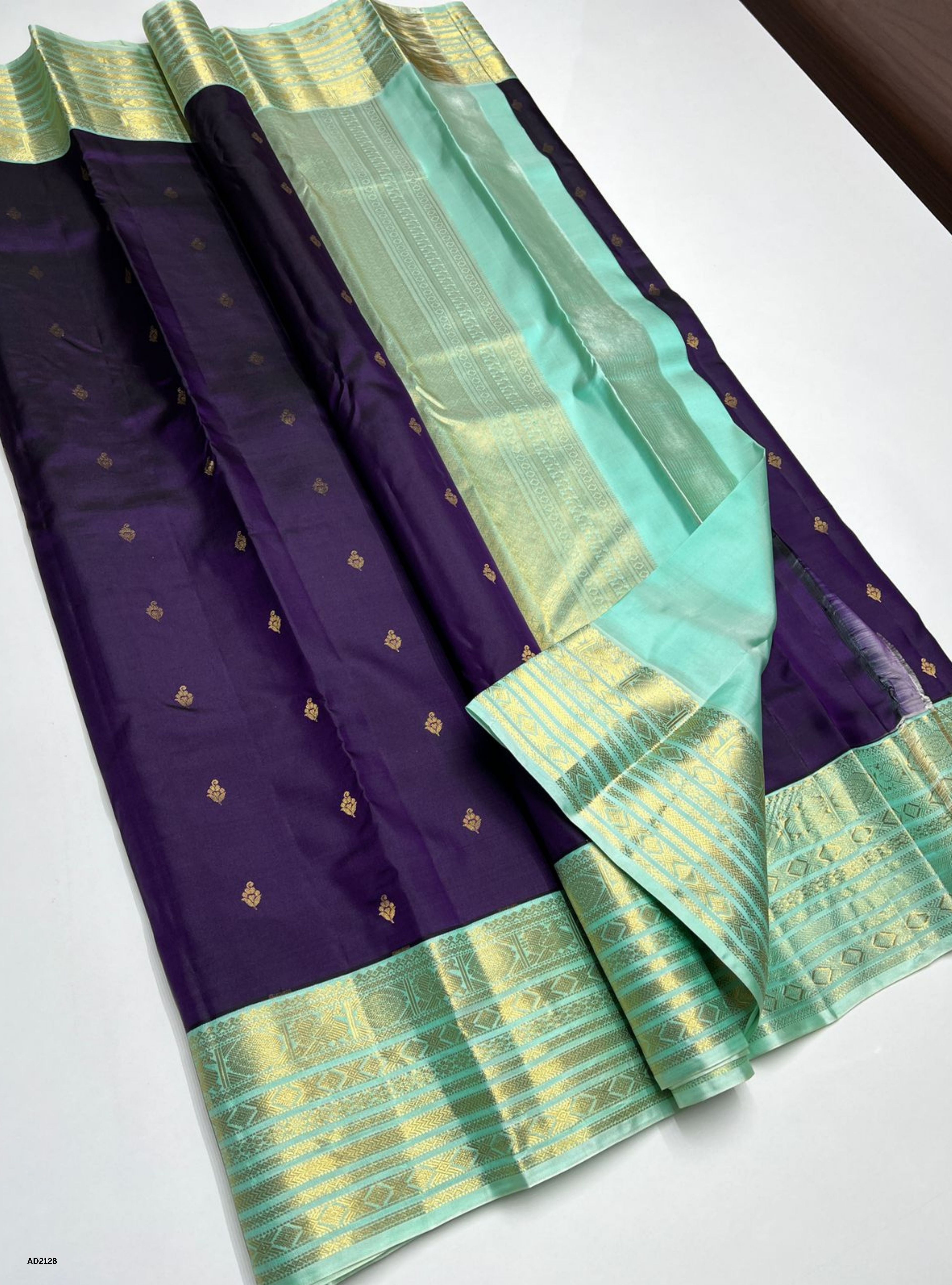 Violet & Ice Blue  - Soft Silk Saree