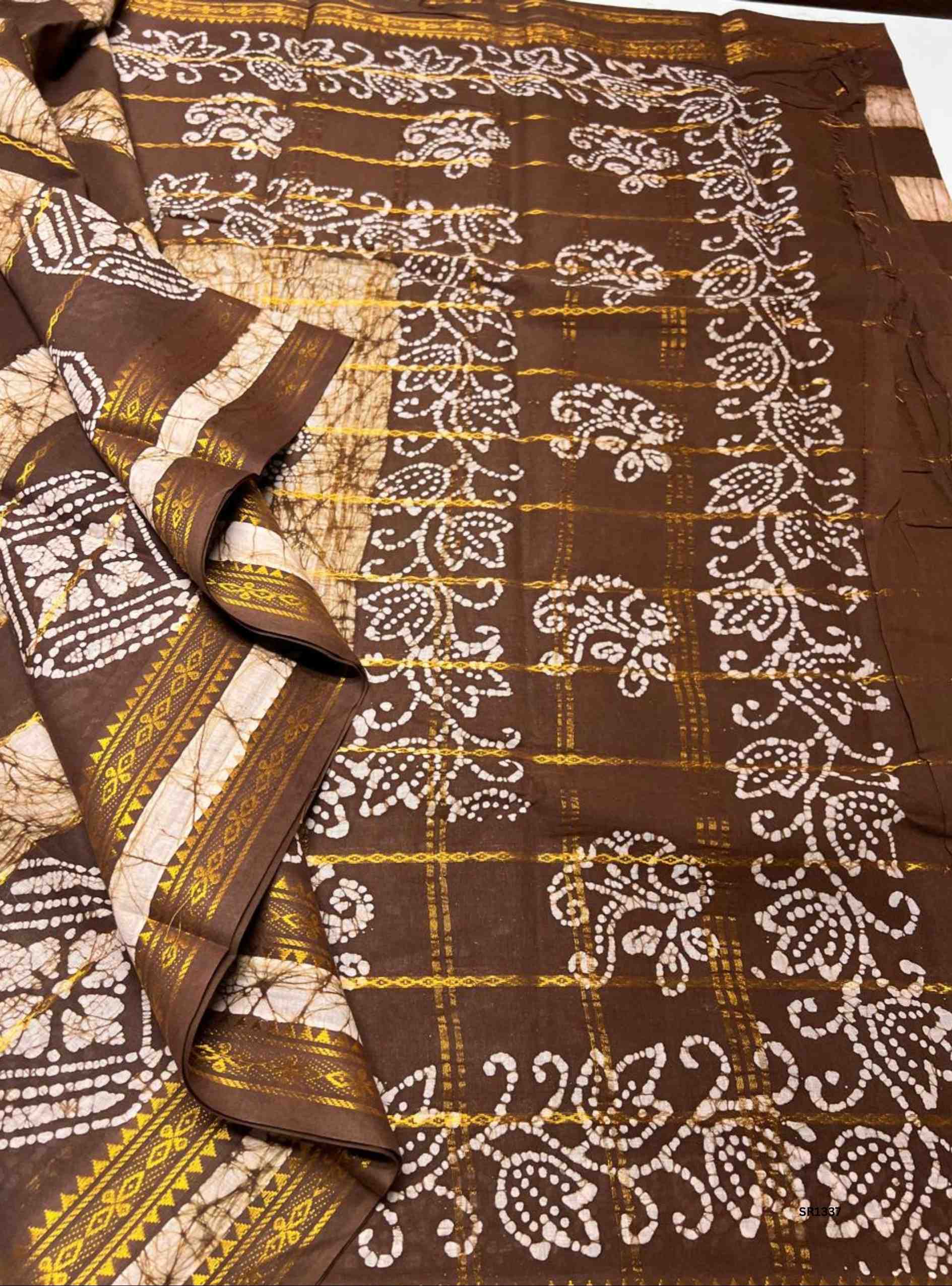 Brown - Velthaari X Bandhini Cotton Saree