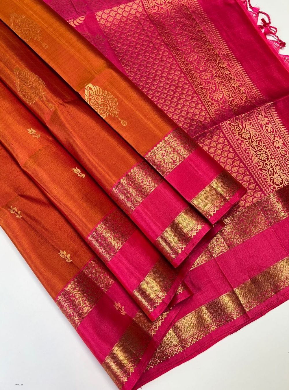 Orange & Pink - Soft Silk Saree