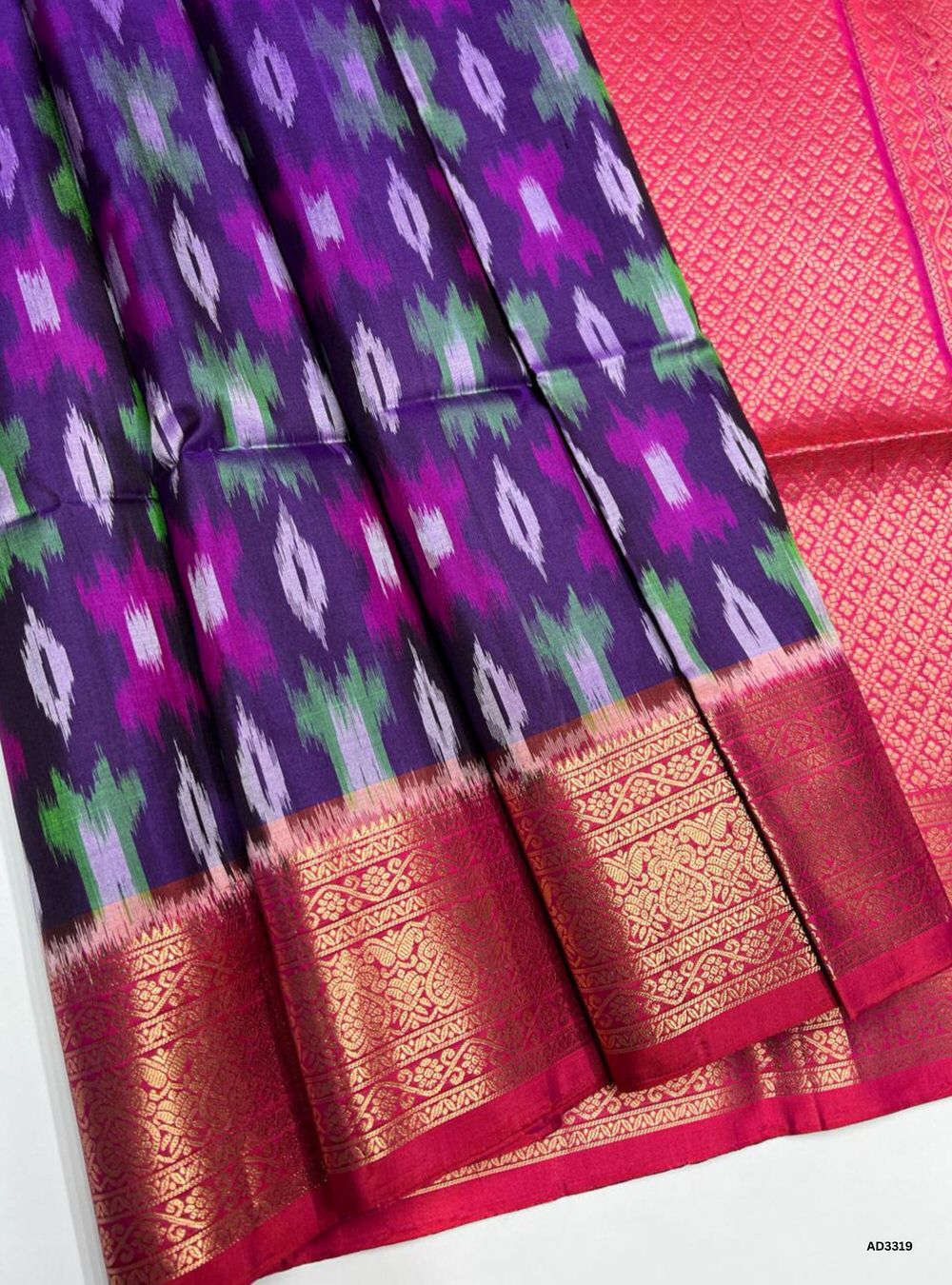 Purple & Reddish Pink - Soft Silk Saree