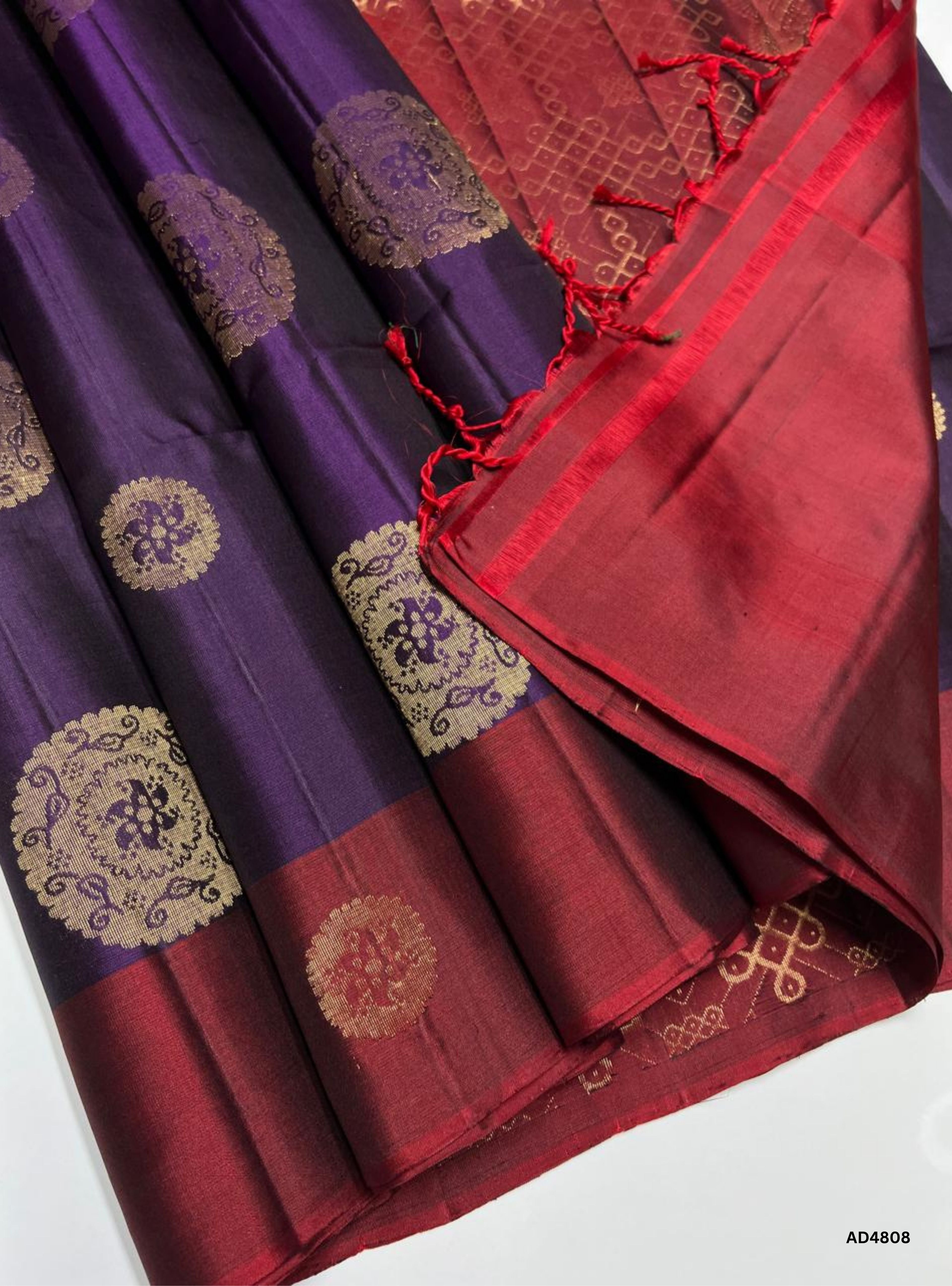 Purple & Maroon - Soft Silk Saree