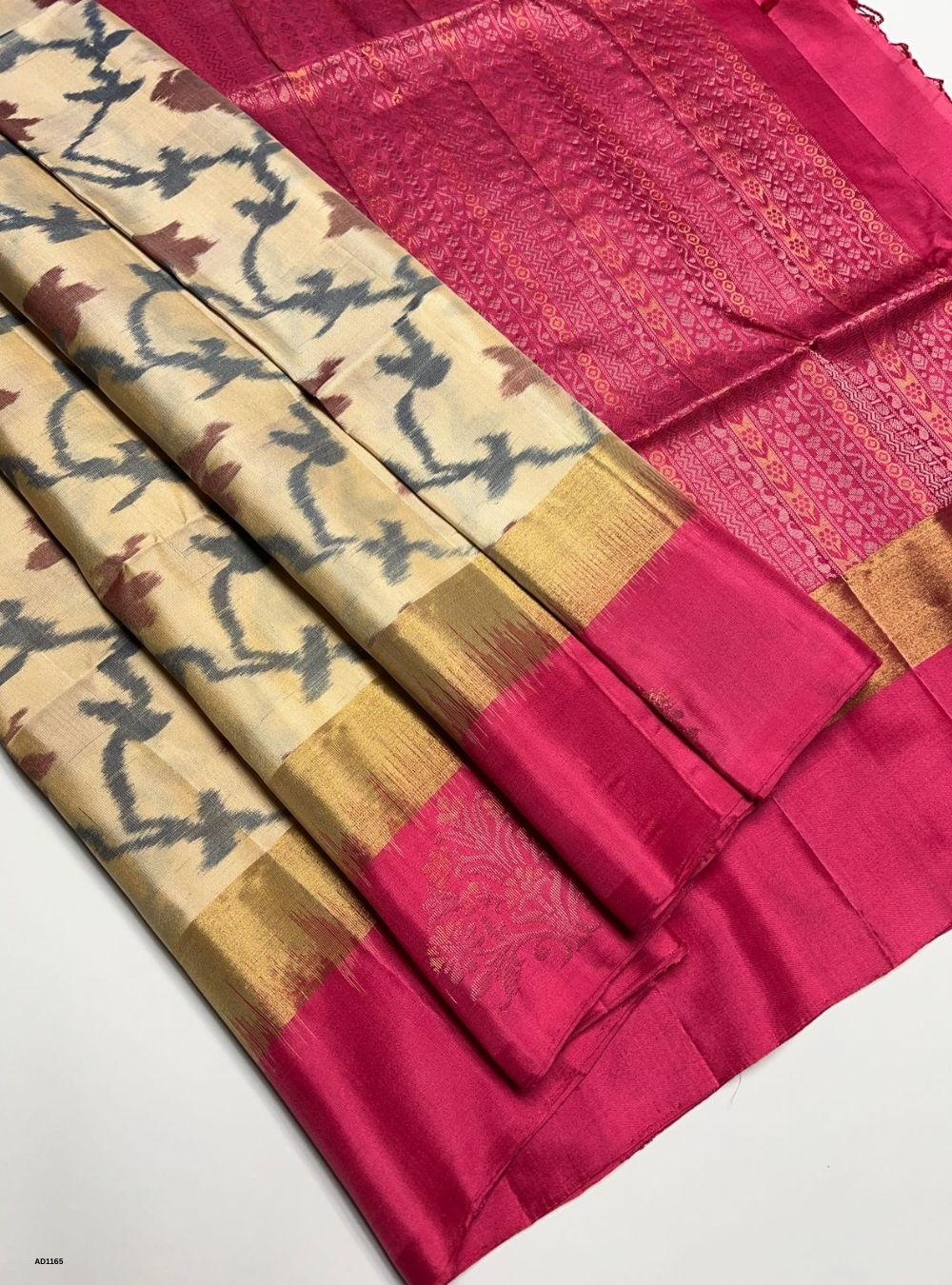 Sandal & Pink - Soft Silk Saree