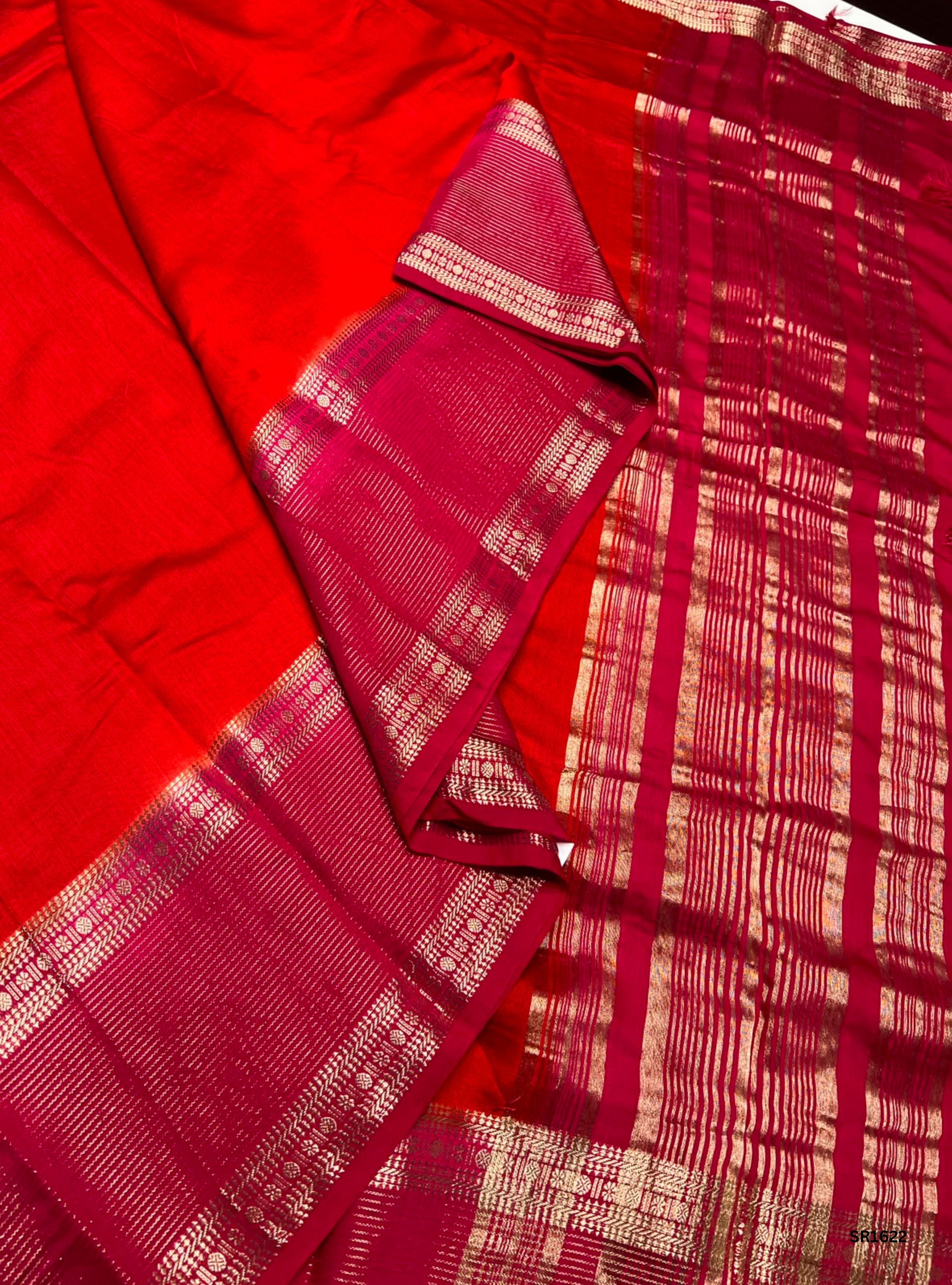 Red & Rani Pink - Binny Silk Saree
