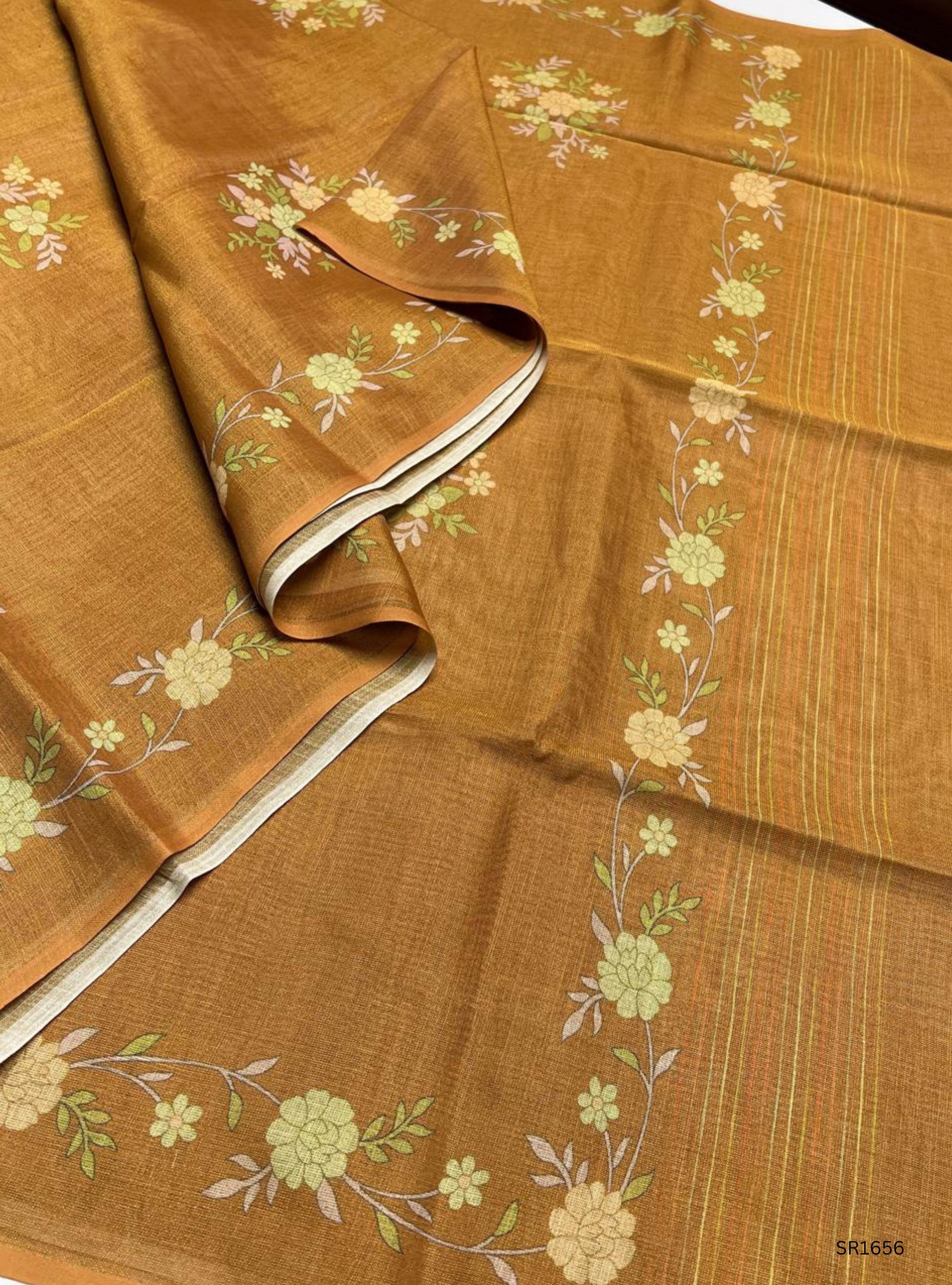 Mustard - Tissue Linen  Saree