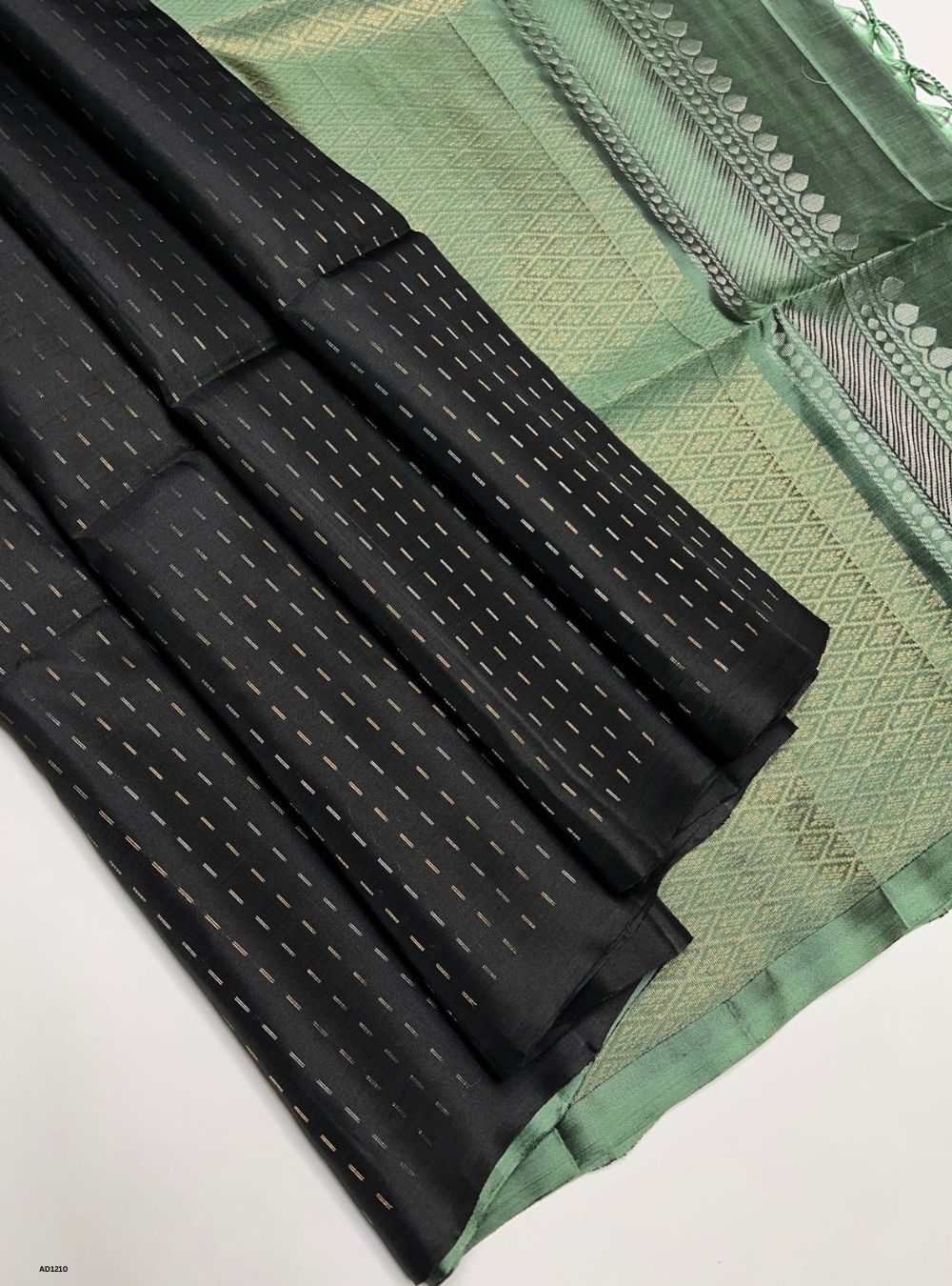 Black & Mint Green - Soft Silk Saree