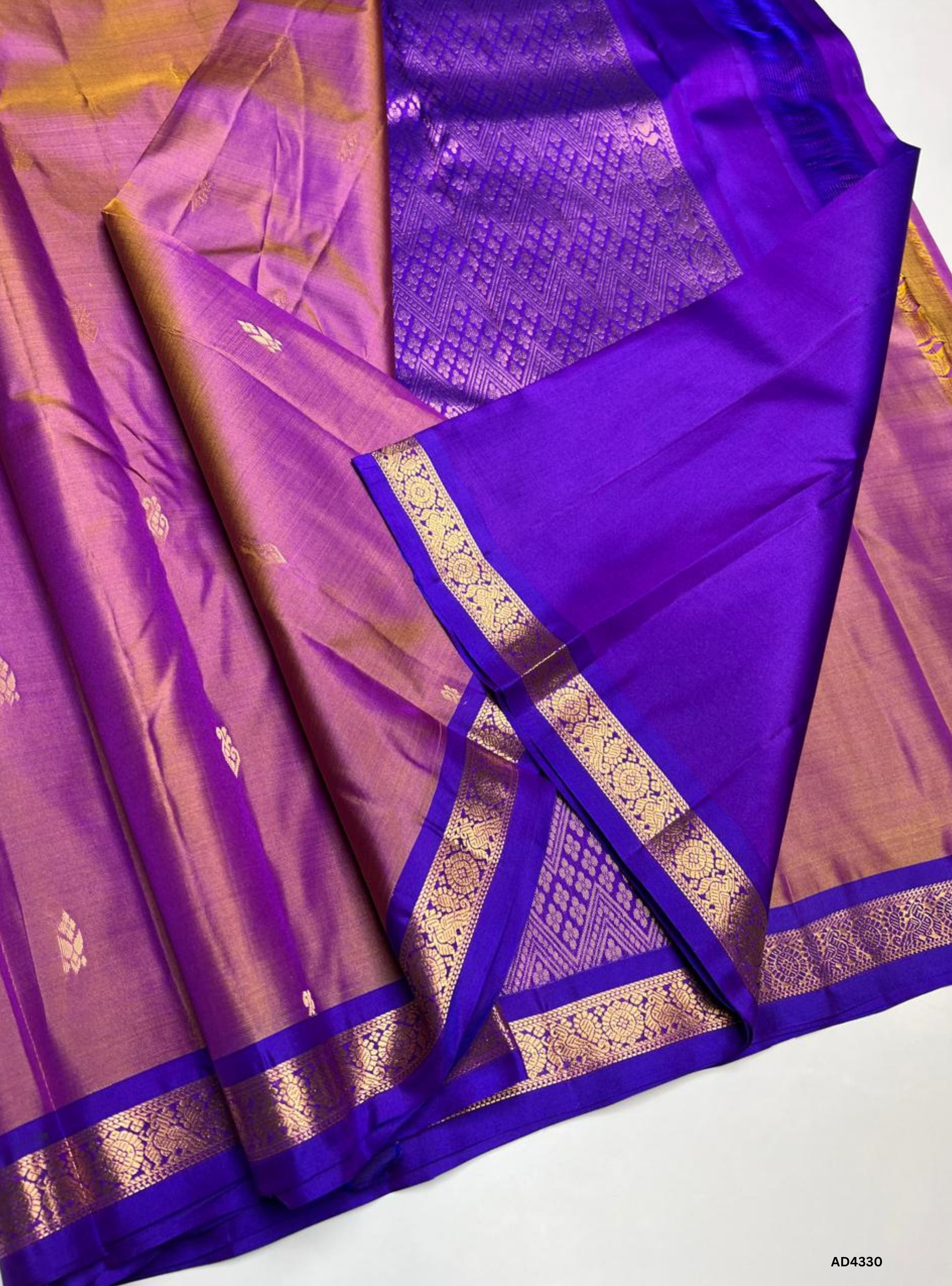 Dual Tone Pink & Violet - Soft Silk Saree