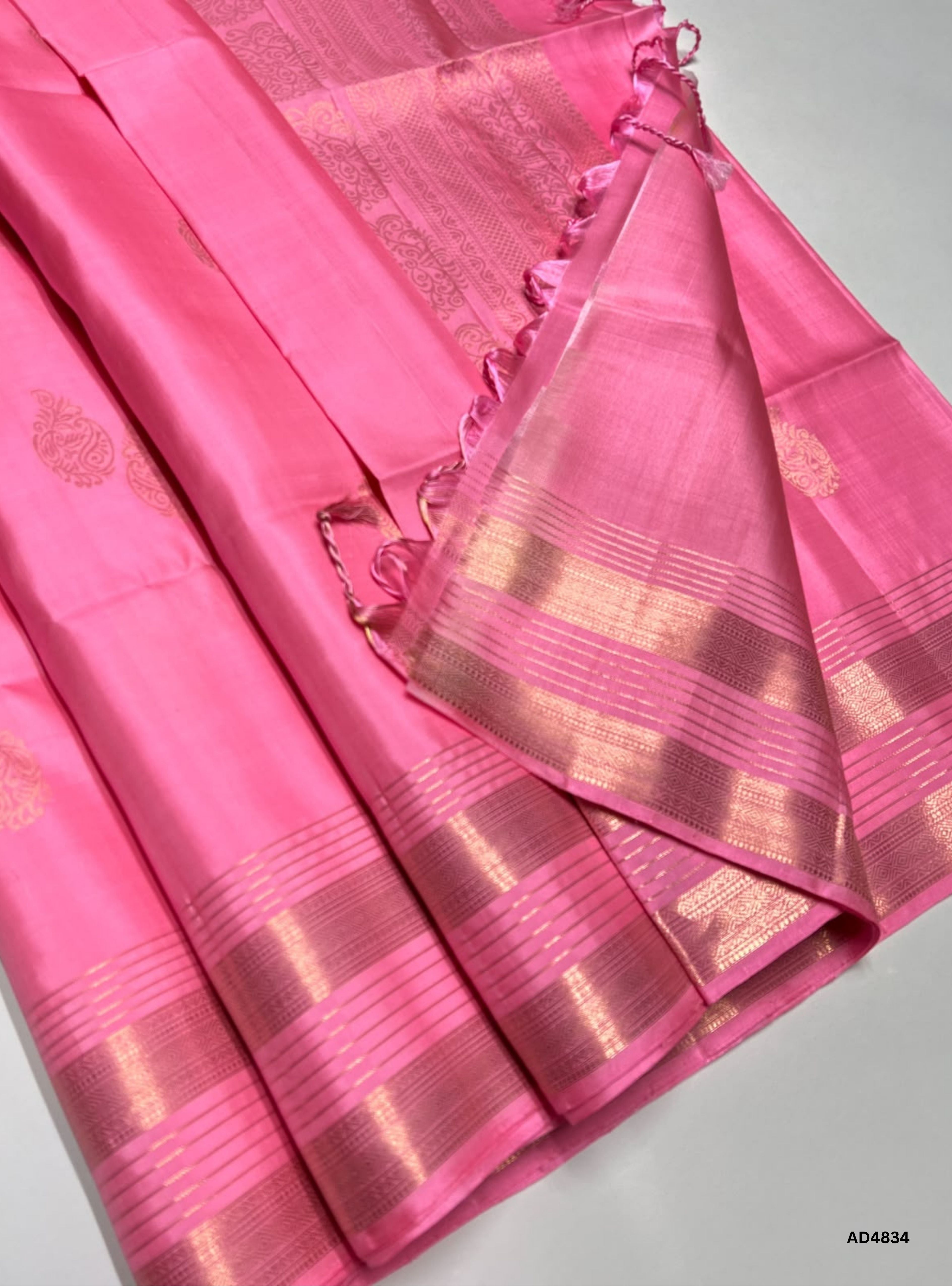 Baby Pink - Kanchi Border Soft Silk Saree