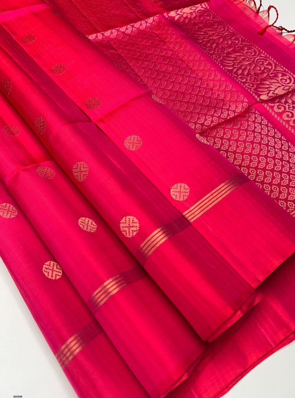 Orangish Pink -  Soft Silk Saree