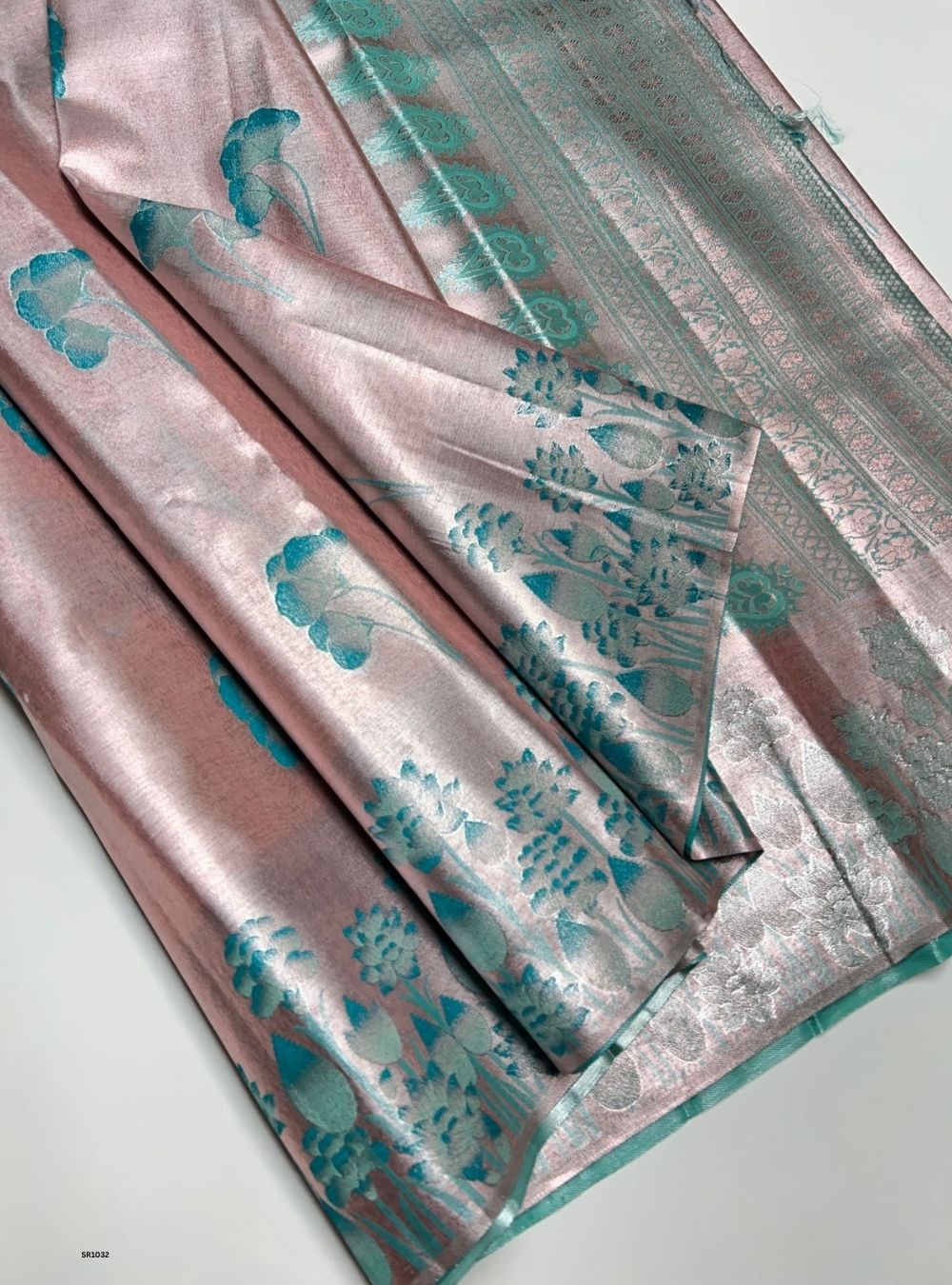 Silver & Rama Green - Semi Kanjeevaram Saree