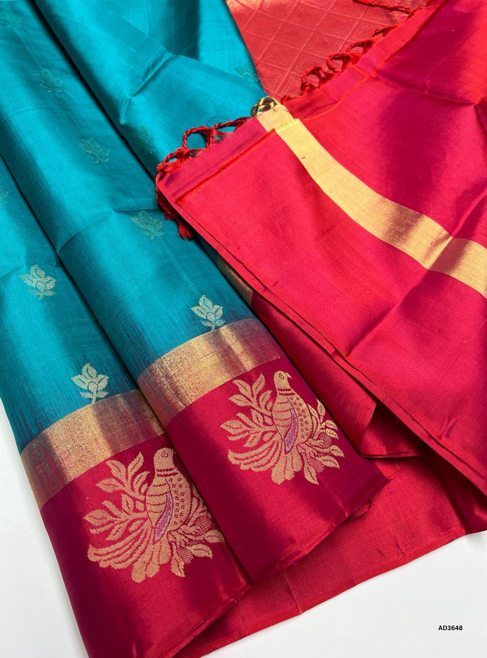 Tiffany Blue & Reddish Pink - Soft Silk Saree
