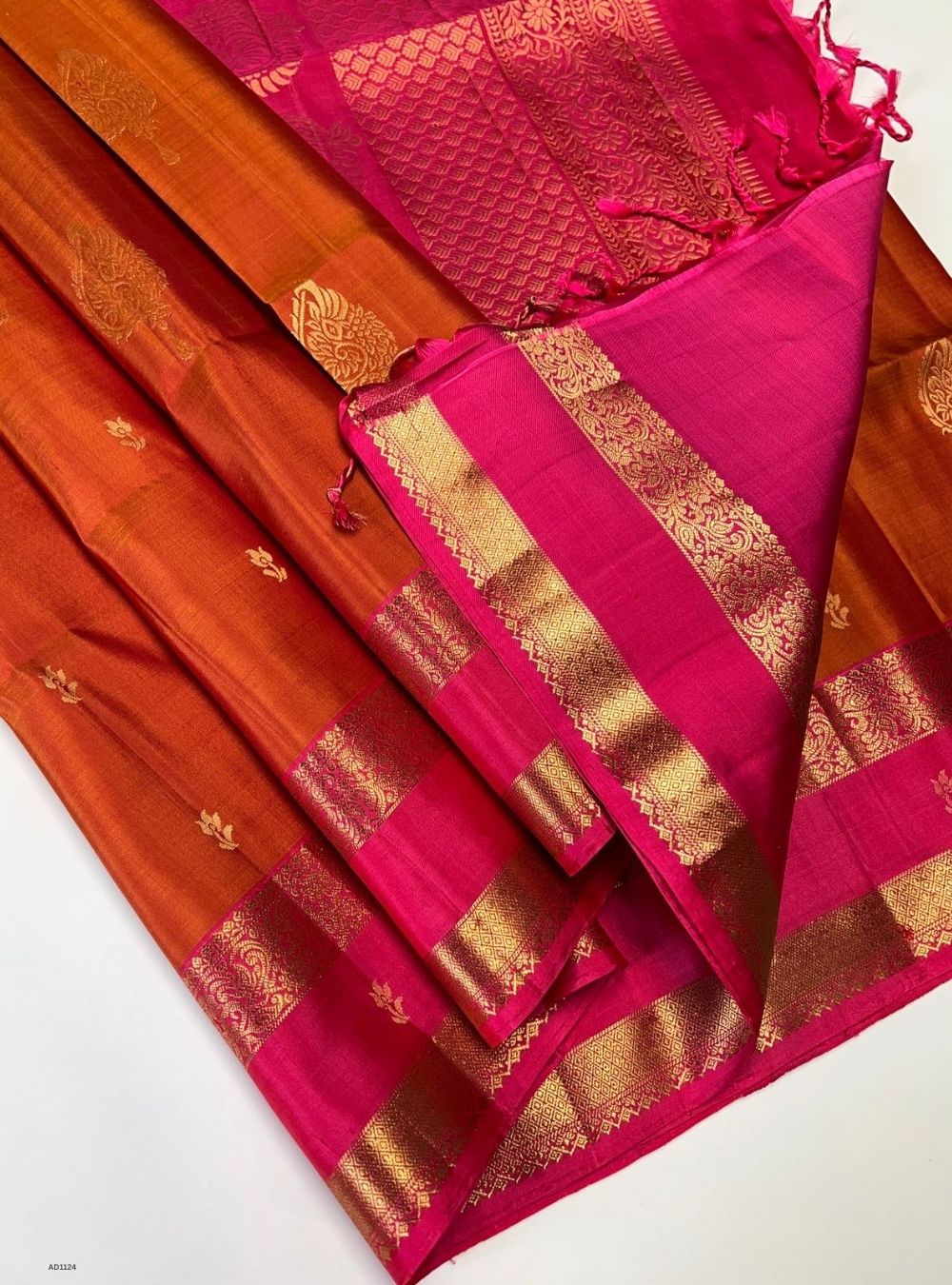 Orange & Pink - Soft Silk Saree