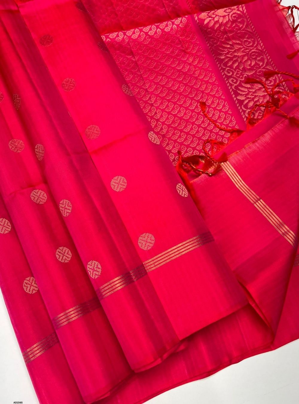 Orangish Pink -  Soft Silk Saree