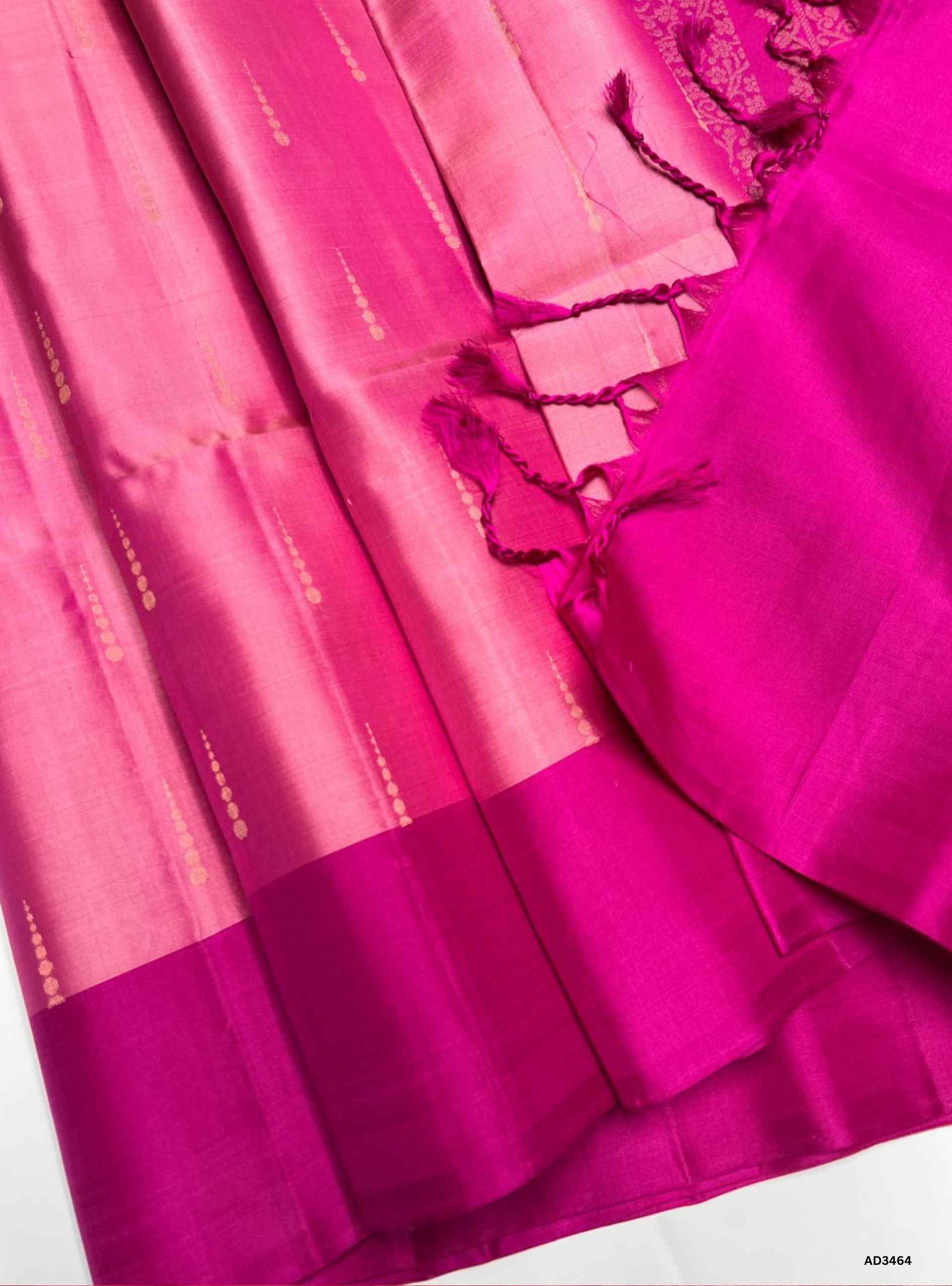 Bubble Gum Pink & Rani Pink - Soft Silk Saree