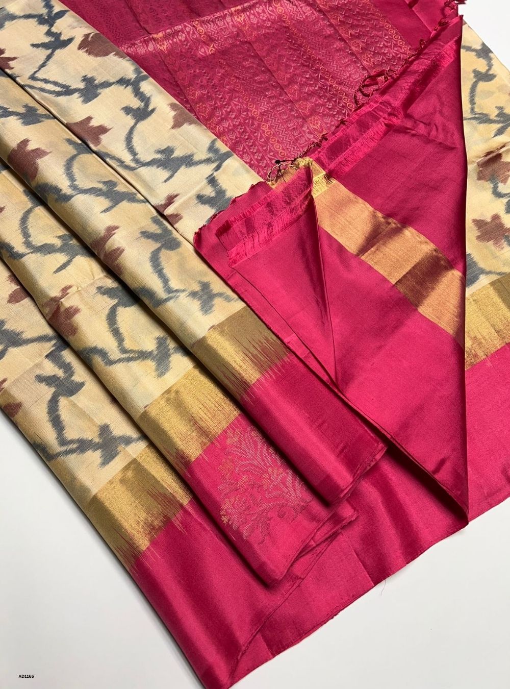 Sandal & Pink - Soft Silk Saree