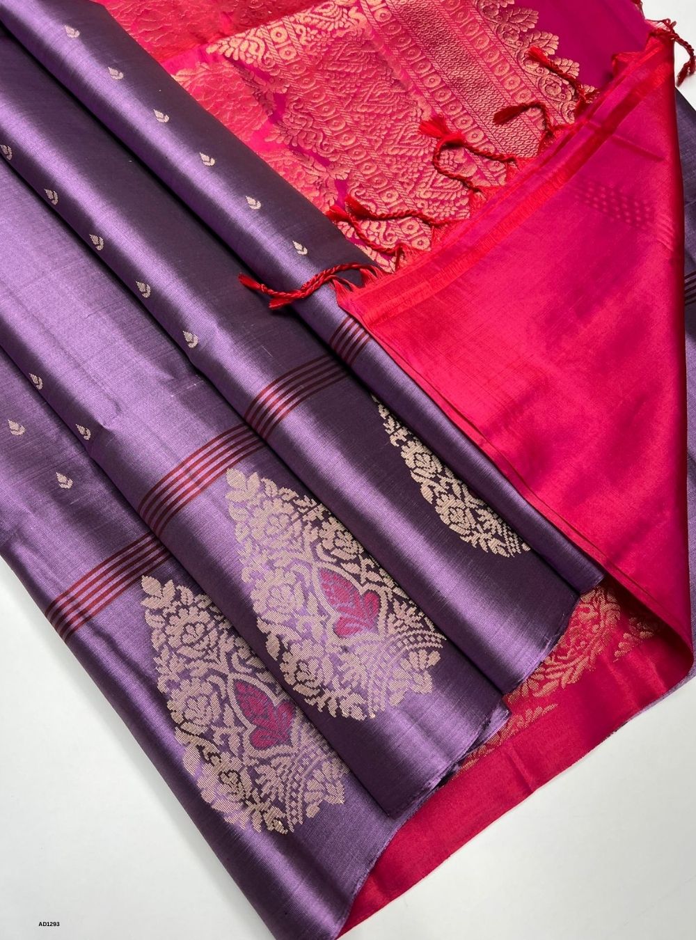 Lavender & Reddish Pink - Soft Silk Saree