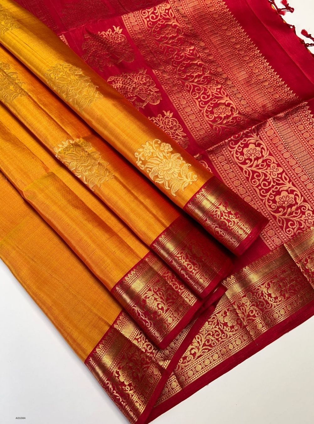 Mango Yellow & Red - Soft Silk Saree