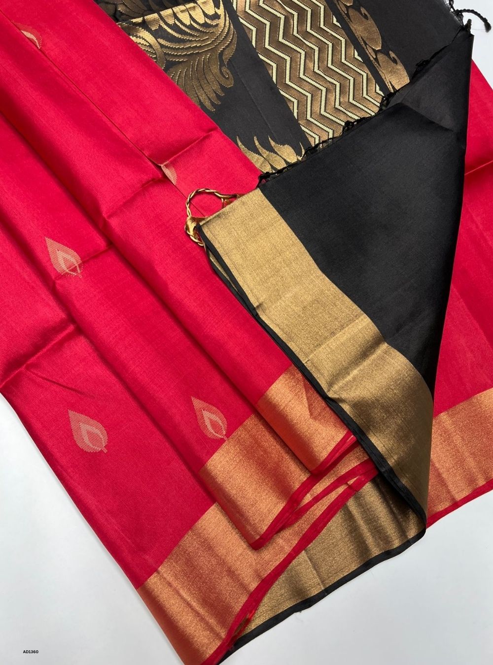 Red & Black -  Soft Silk Saree