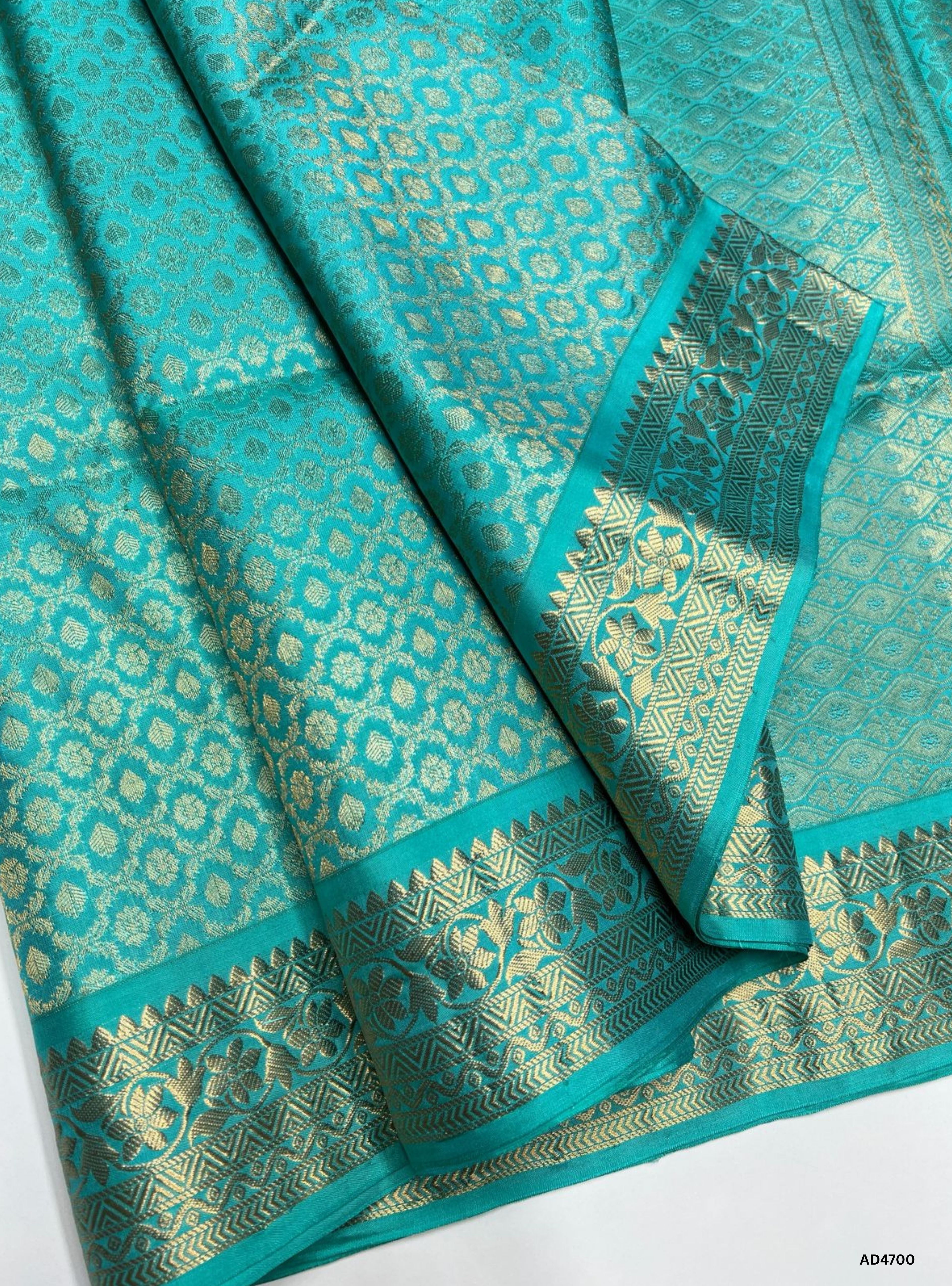 Turquoise - Empose Kanchi Border Soft Silk Saree