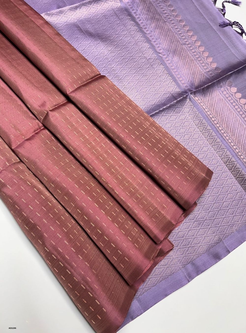 Dark Dust Rose & Lavender - Soft Silk Saree