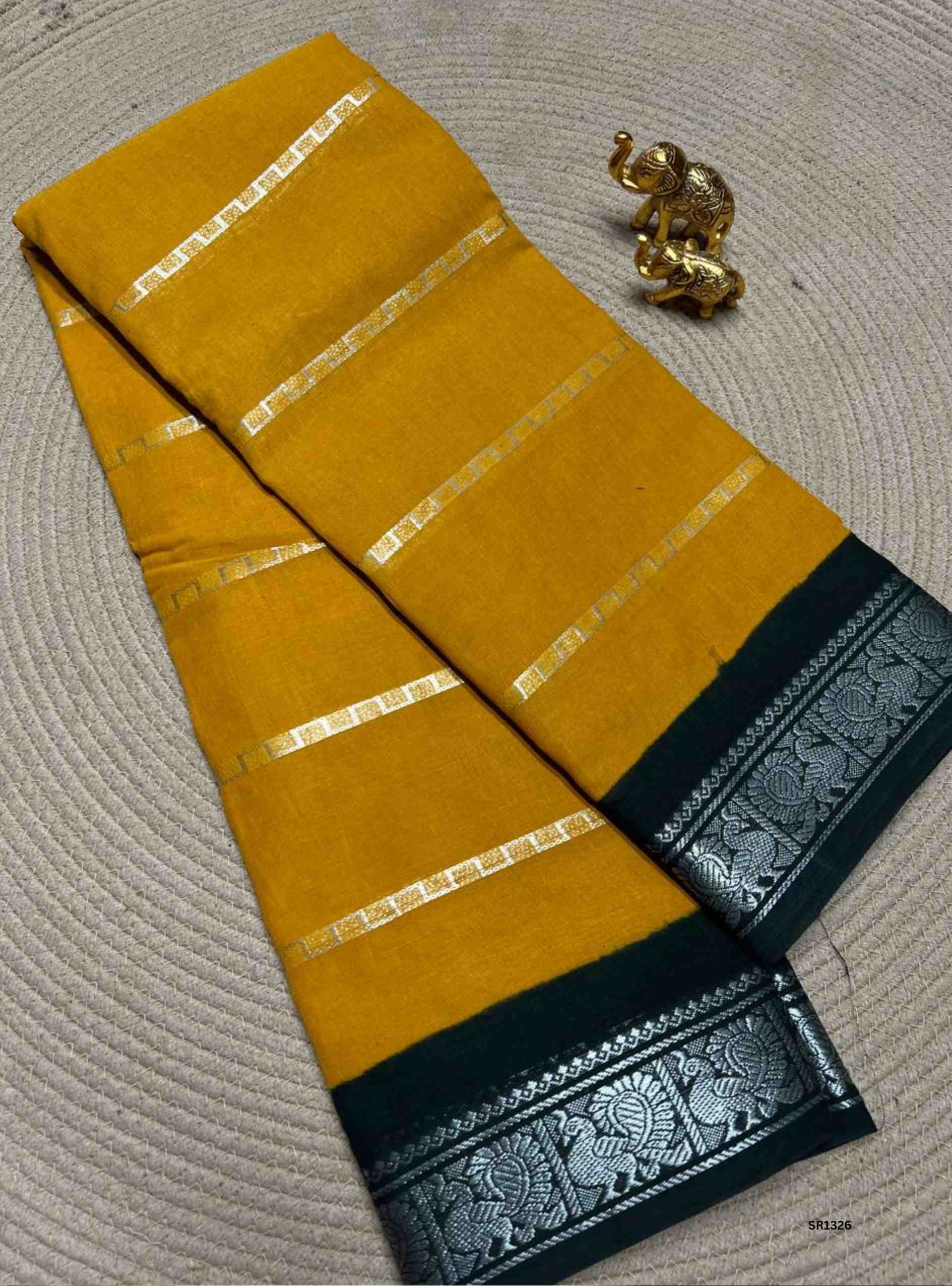 Yellow & Green - Velthaari Chungudi Cotton Saree