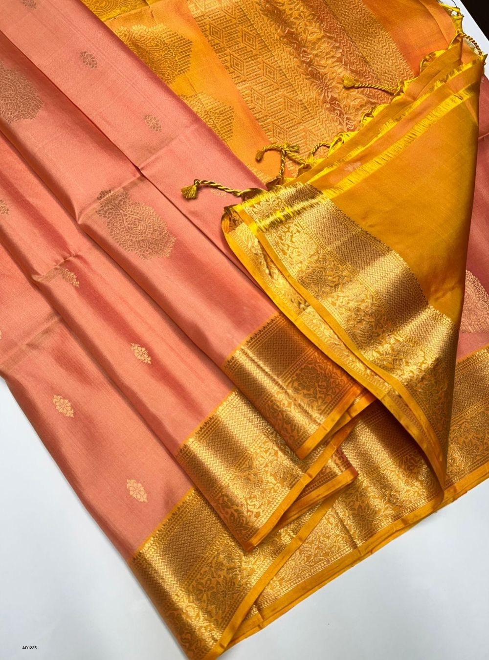 Peach & Yellow -  Soft Silk Saree