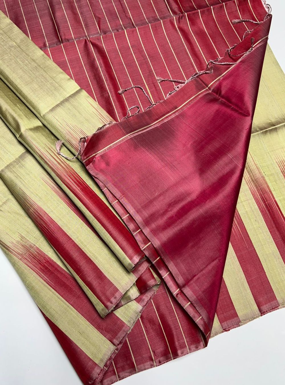 Khaki & Pink - Soft Silk Saree