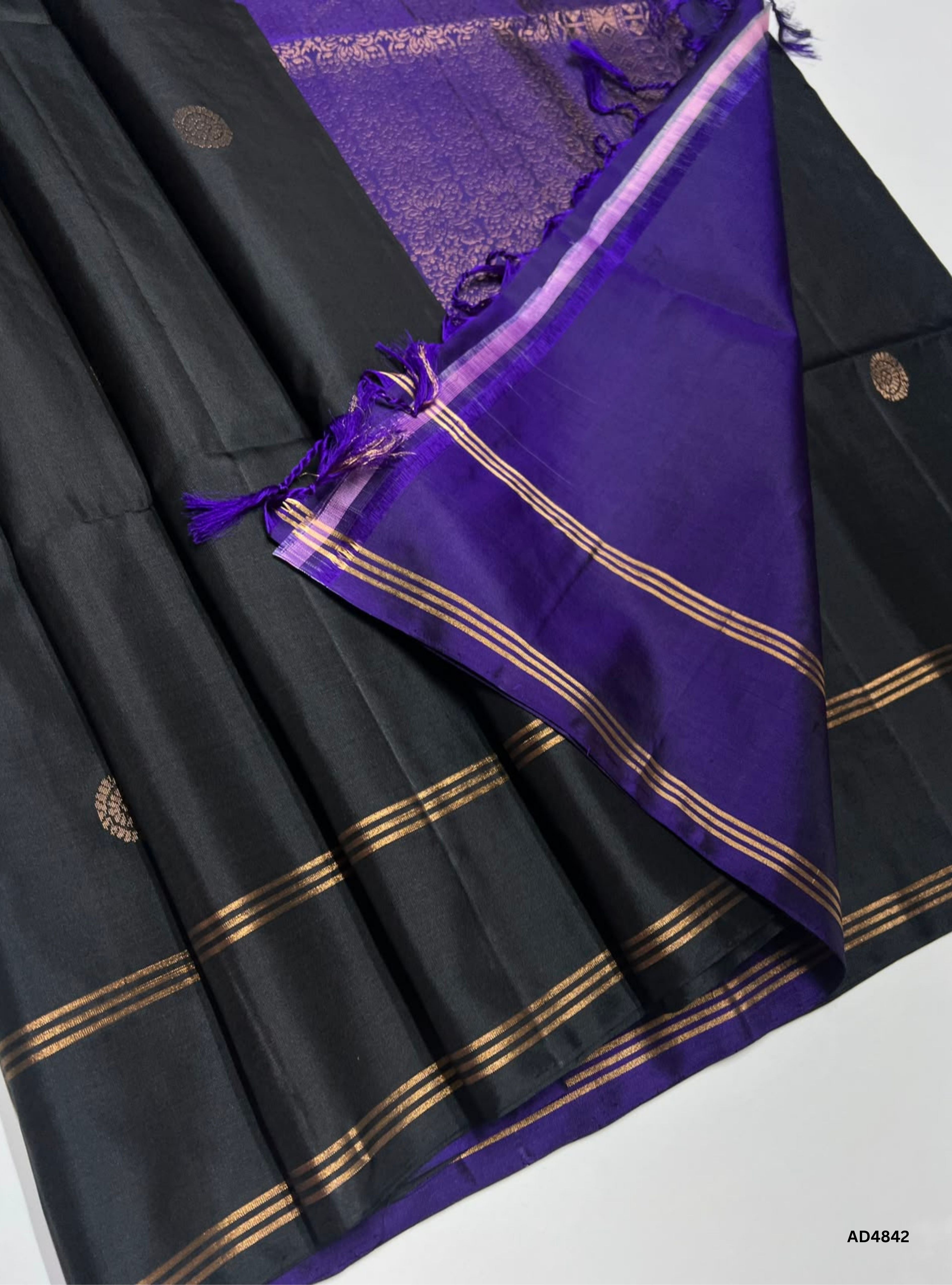 Black & Purple - Soft Silk Saree