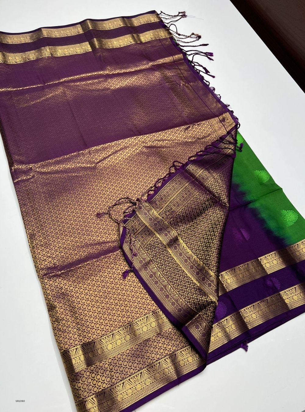 Green & Plum - Semi Silk Saree