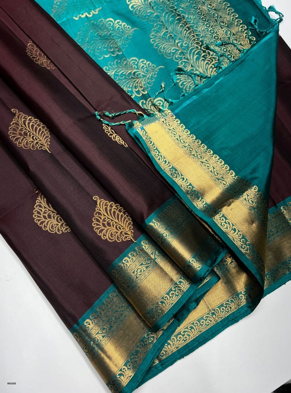 Coffee Brown & Rama Green -  Soft Silk Saree
