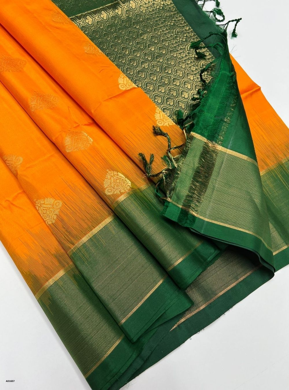 Yellow & Green -  Soft Silk Saree