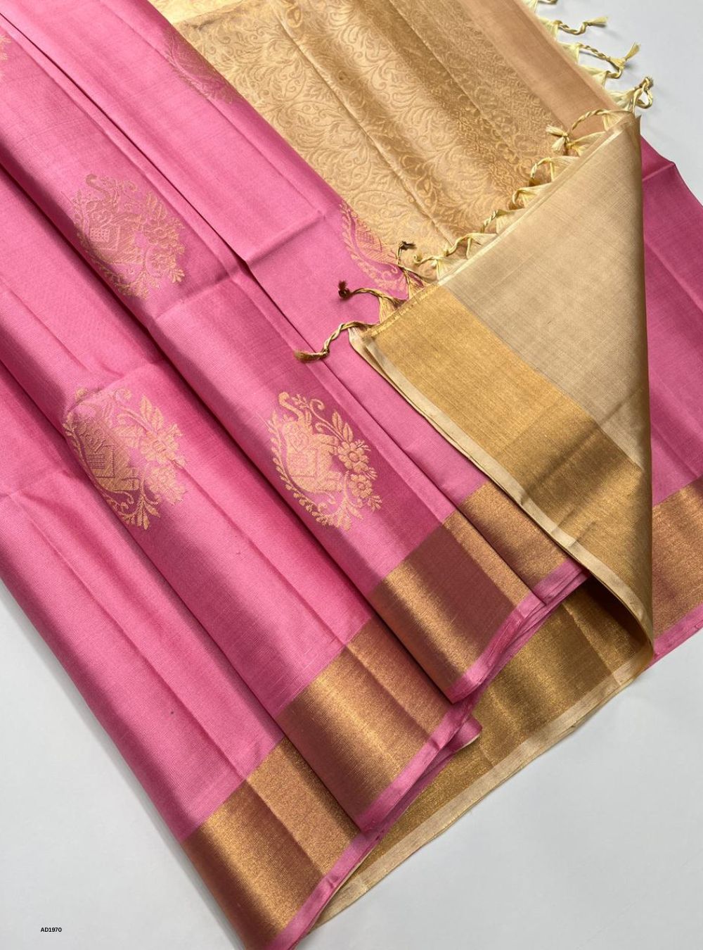 Pink & Cream - Soft Silk Saree