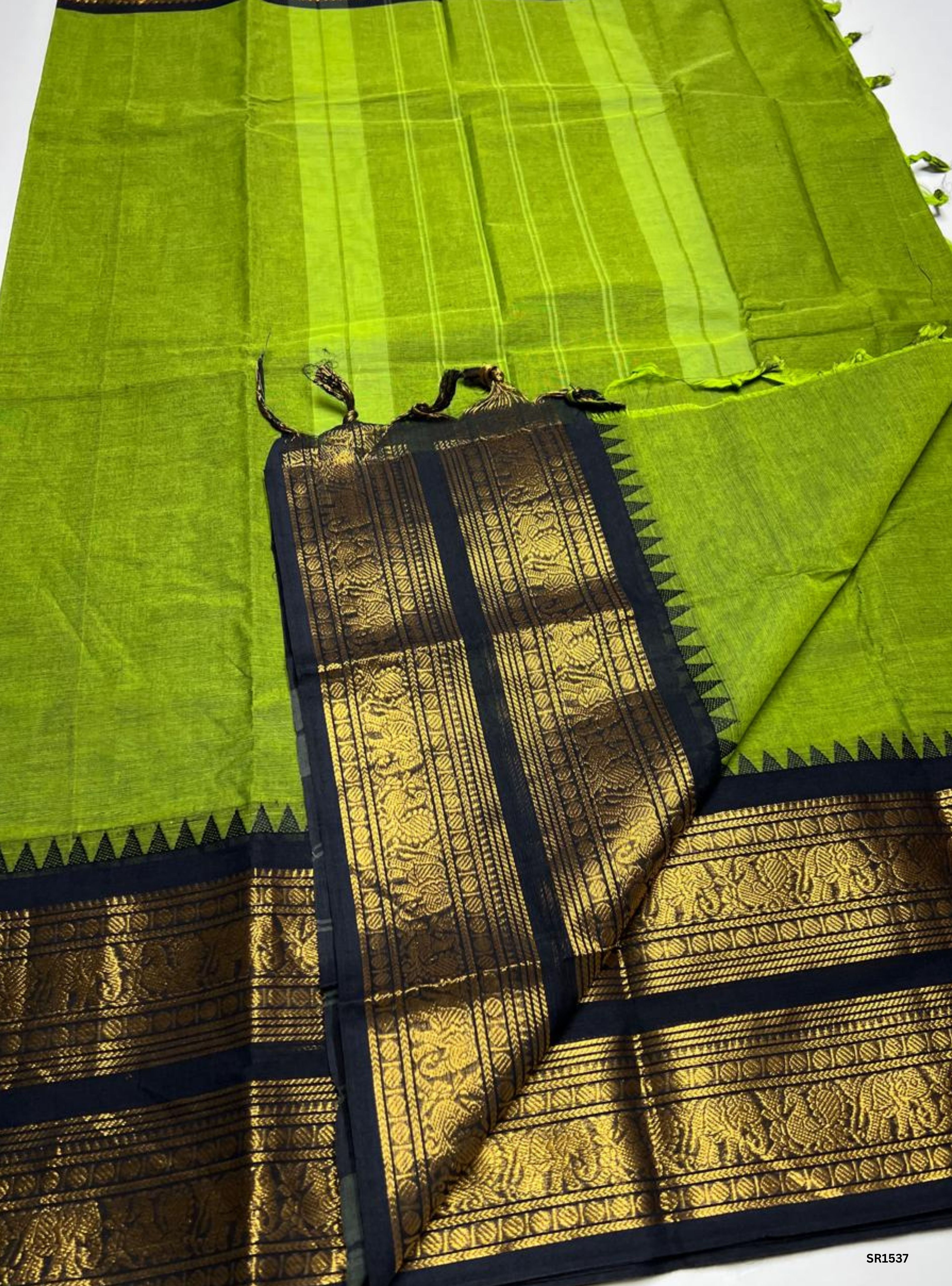 Green & Black - Kanchi Cotton Saree