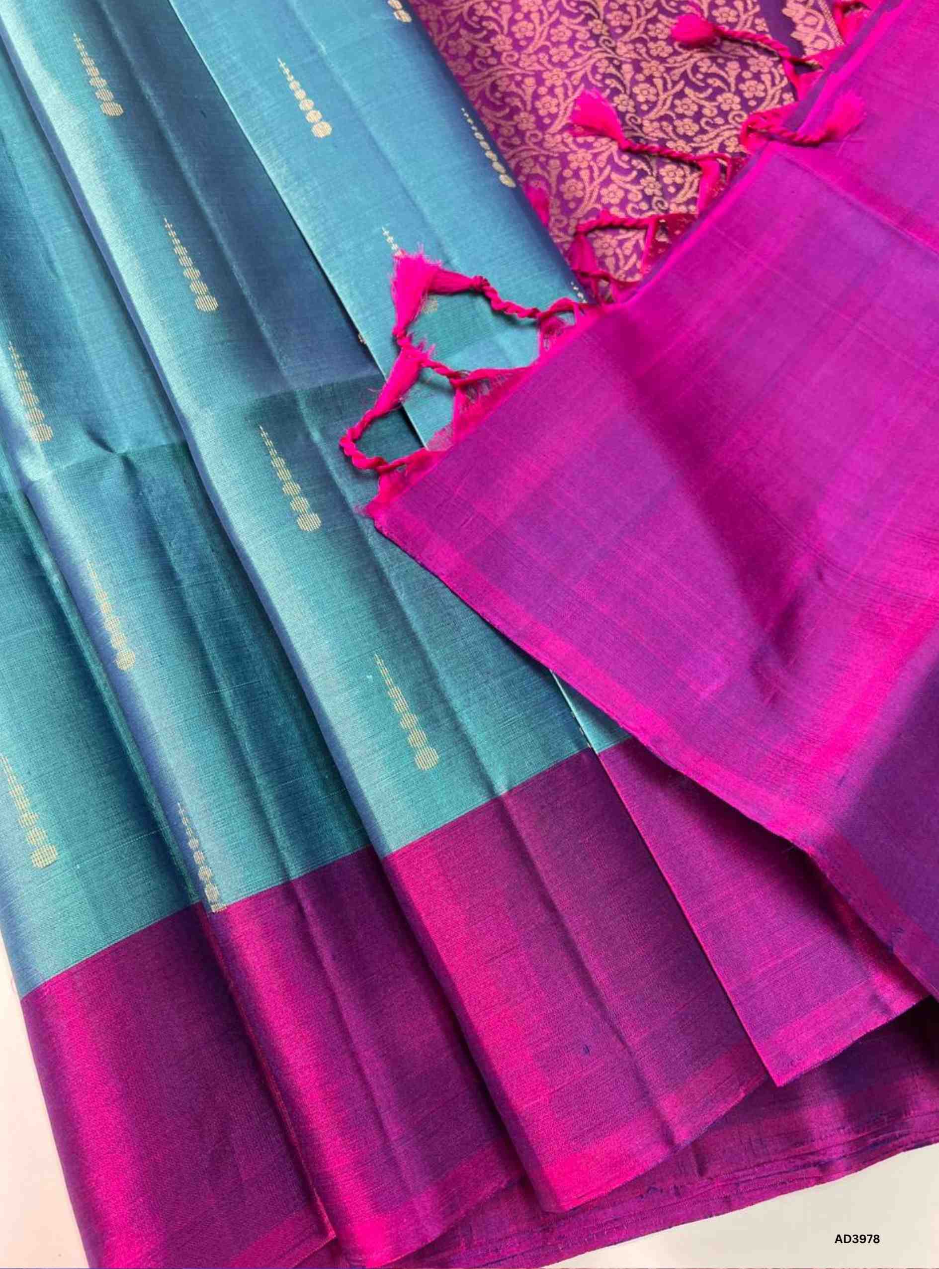 Dual Tone Blue & Purple - Soft Silk Saree