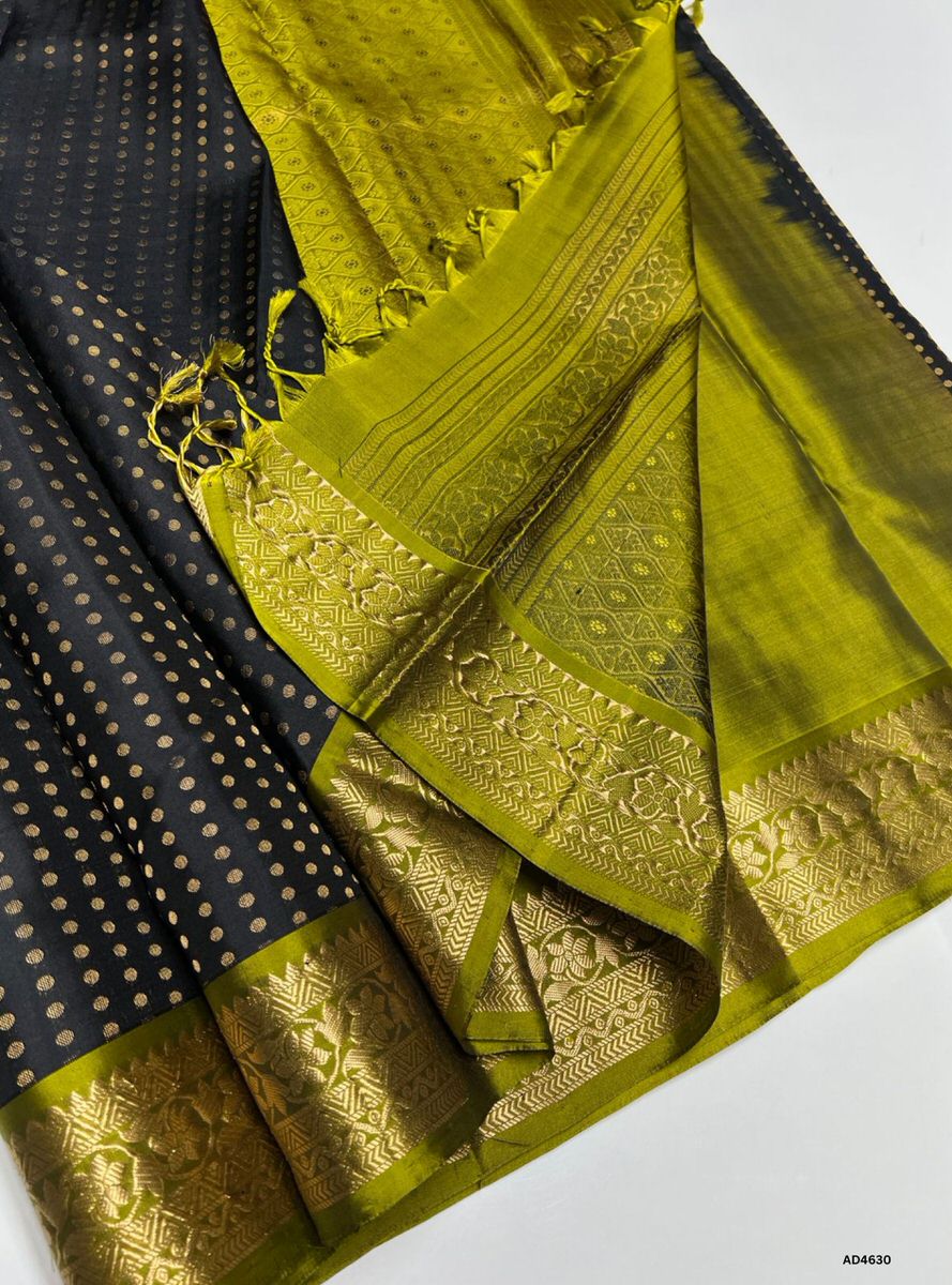 Black & Green - Kanchi Border Soft Silk Saree