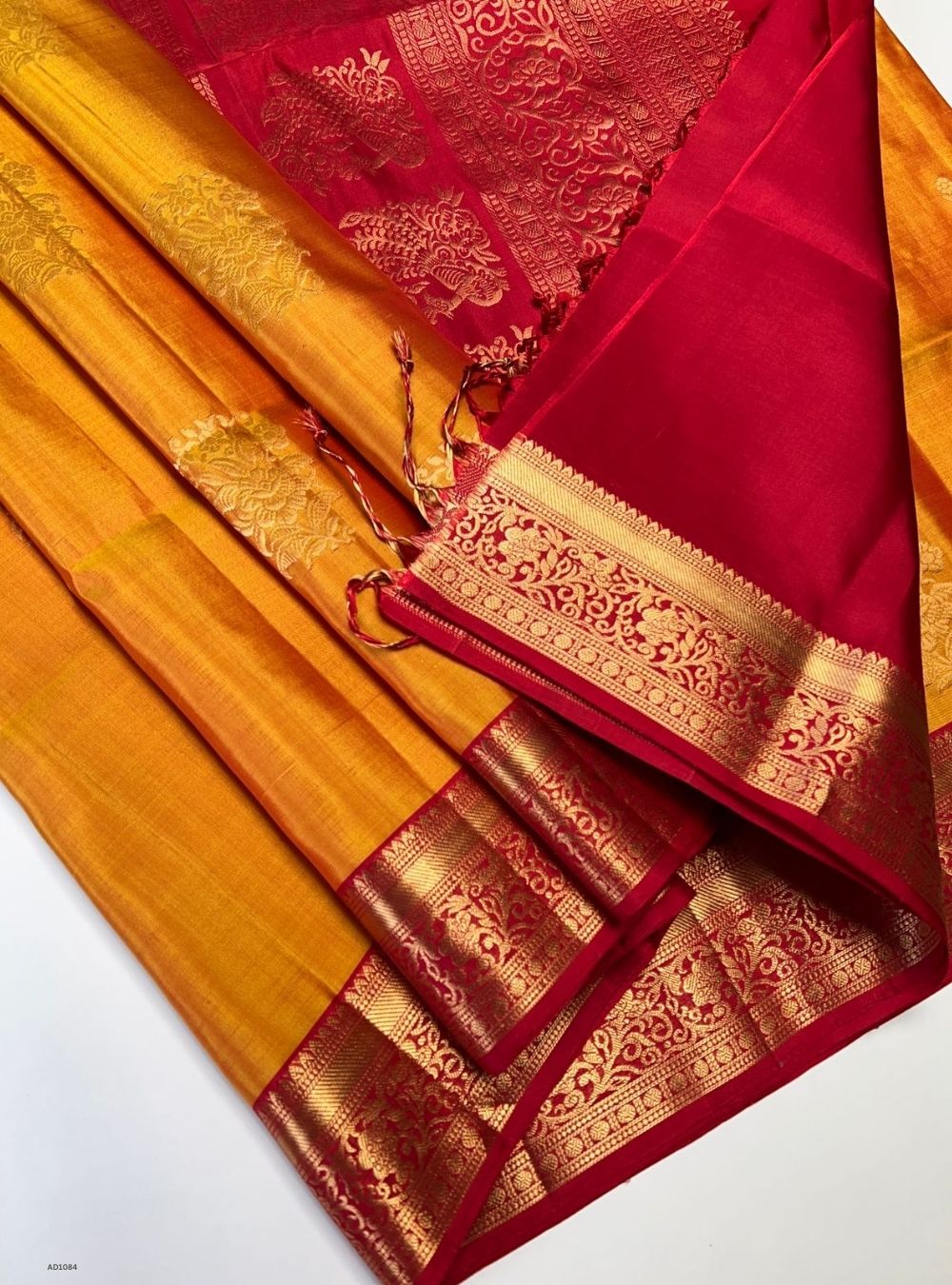 Mango Yellow & Red - Soft Silk Saree