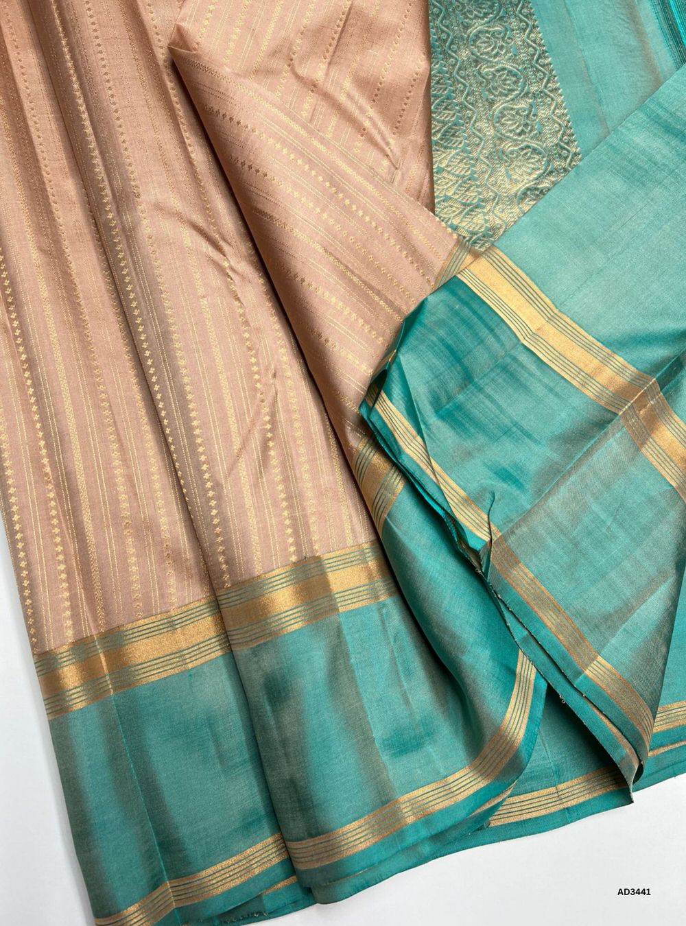 Ivory & Sky Blue - Soft Silk Saree