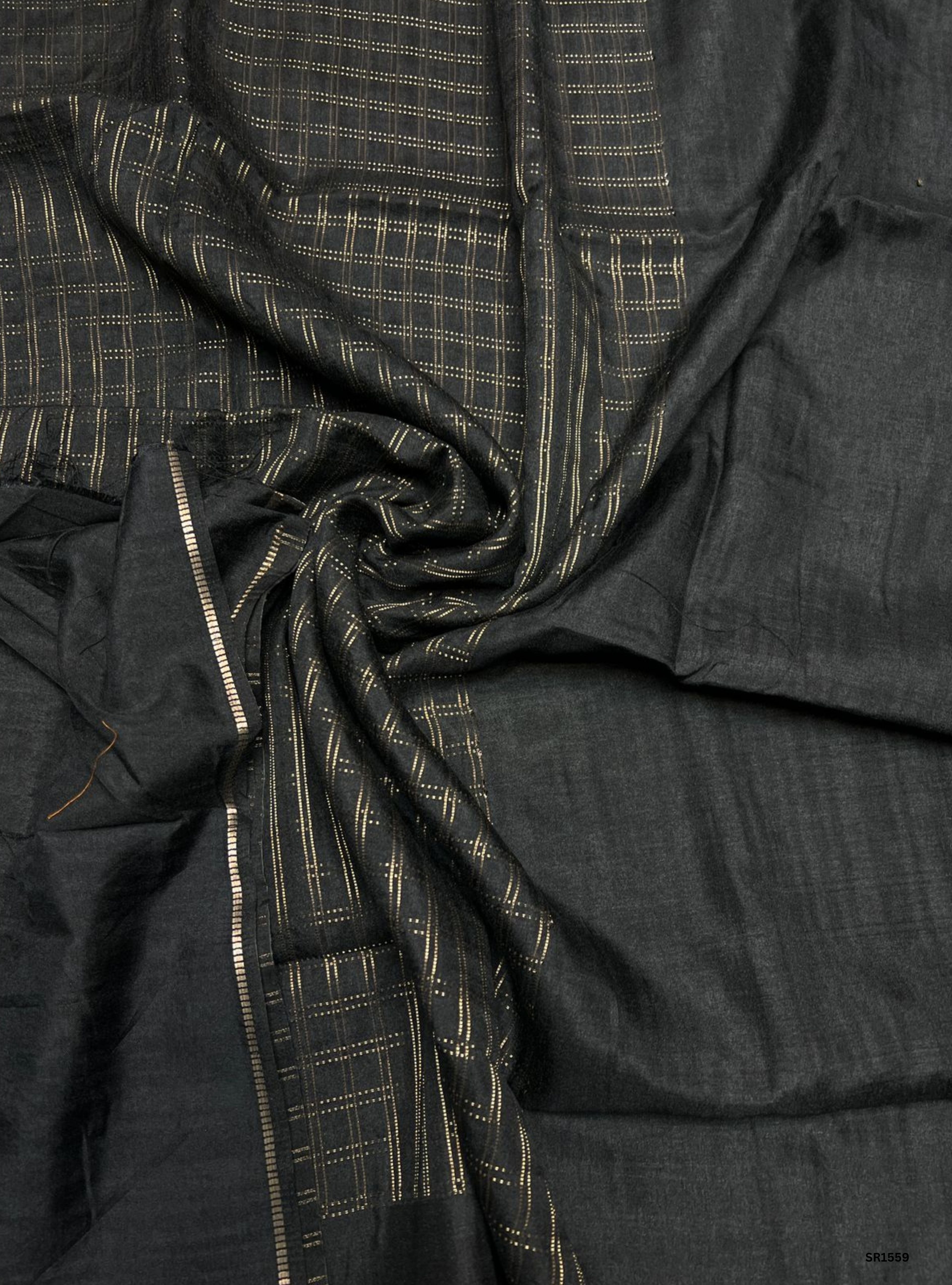 Black - Moonga Tussar Saree